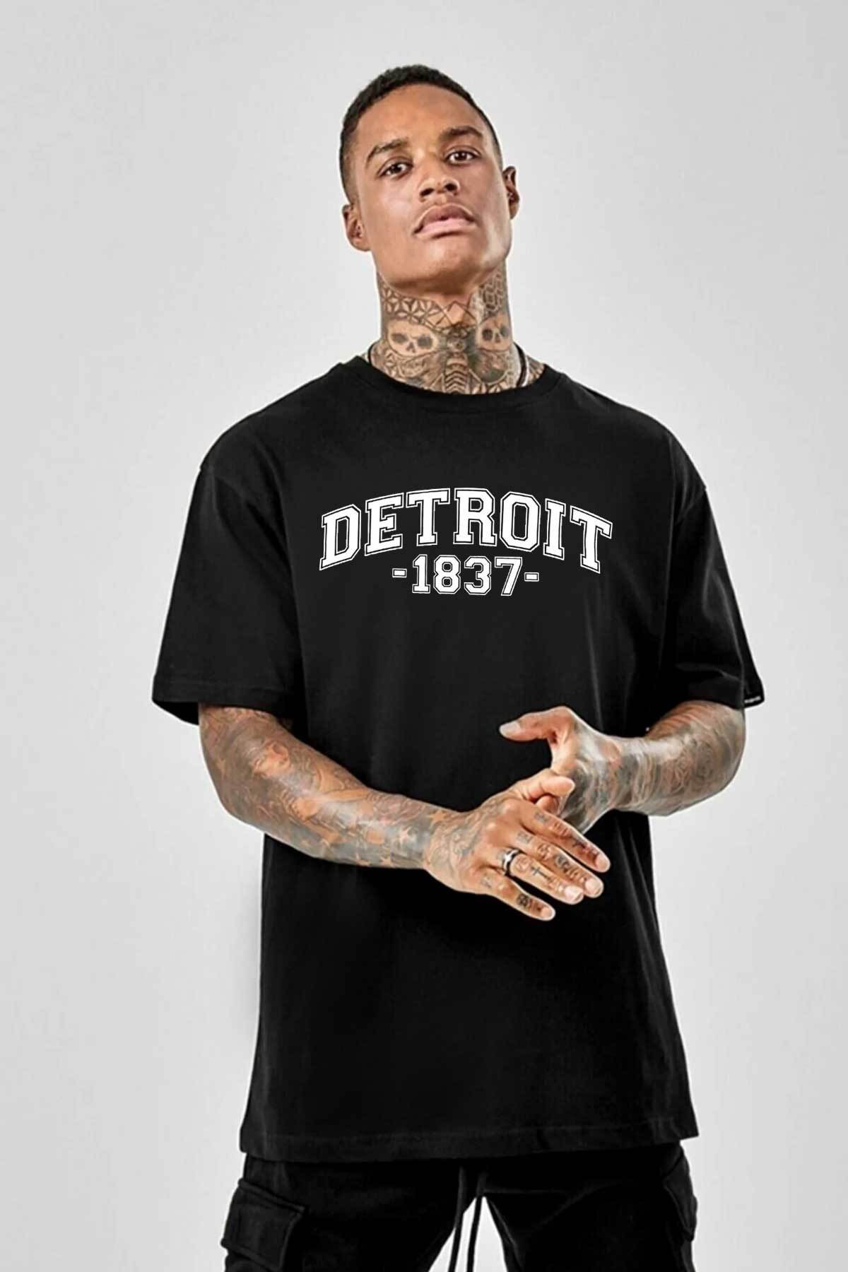 Detroit Baskılı Unisex Tişört