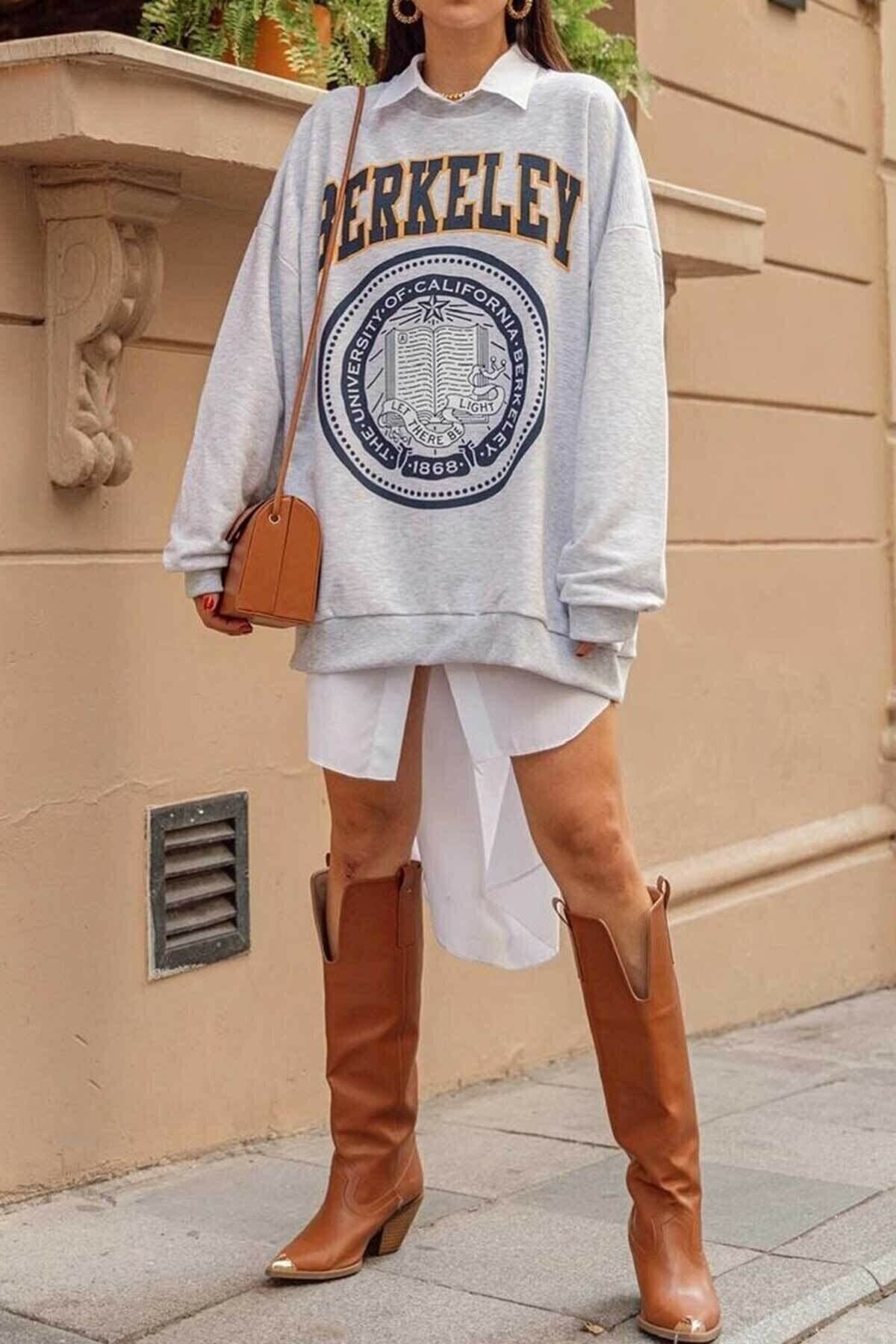 Kadın Berkeley Baskılı Oversize Sweatshirt