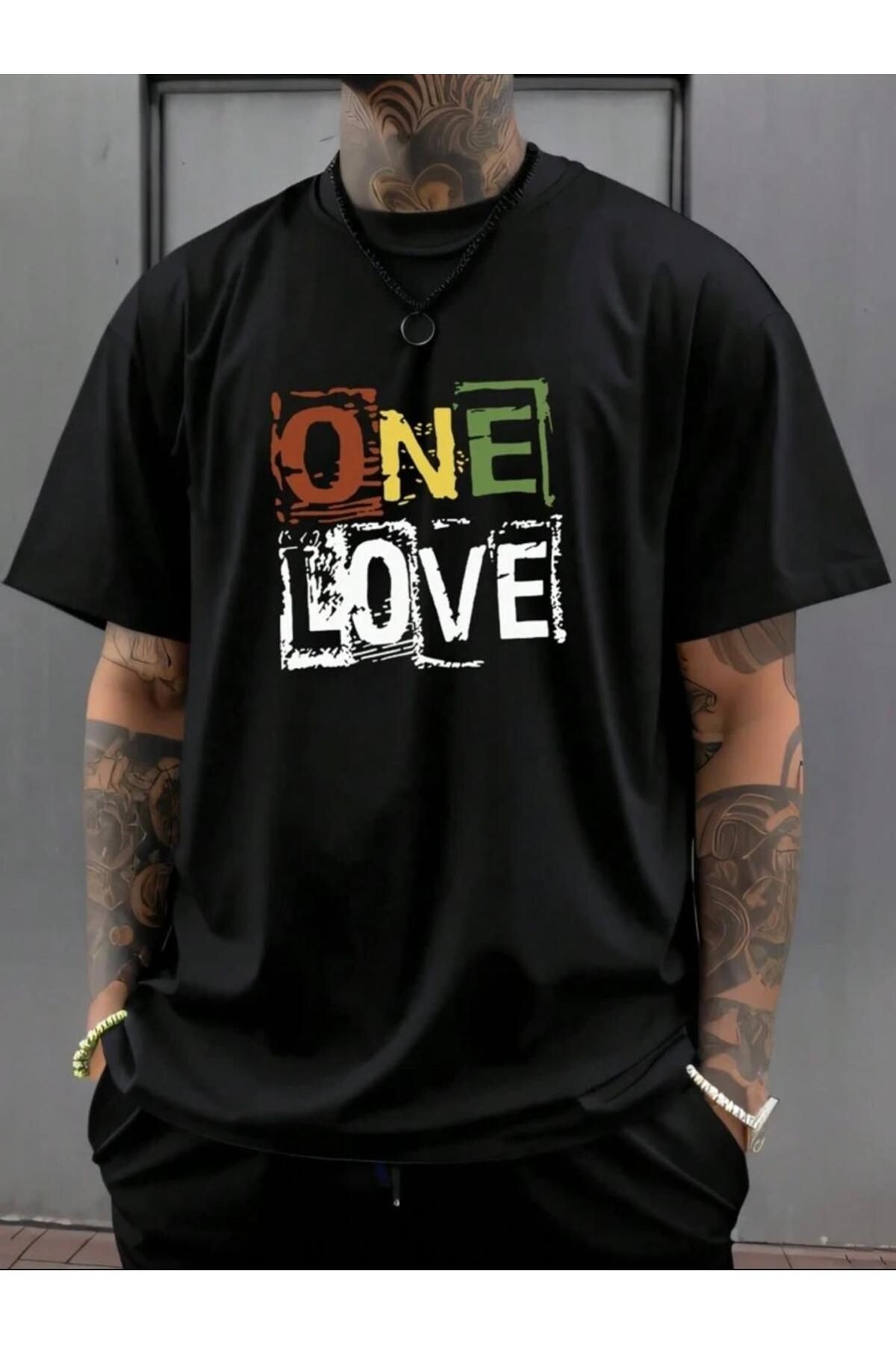 ONE LOVE YAZI BASKILI SWEATSHIRT