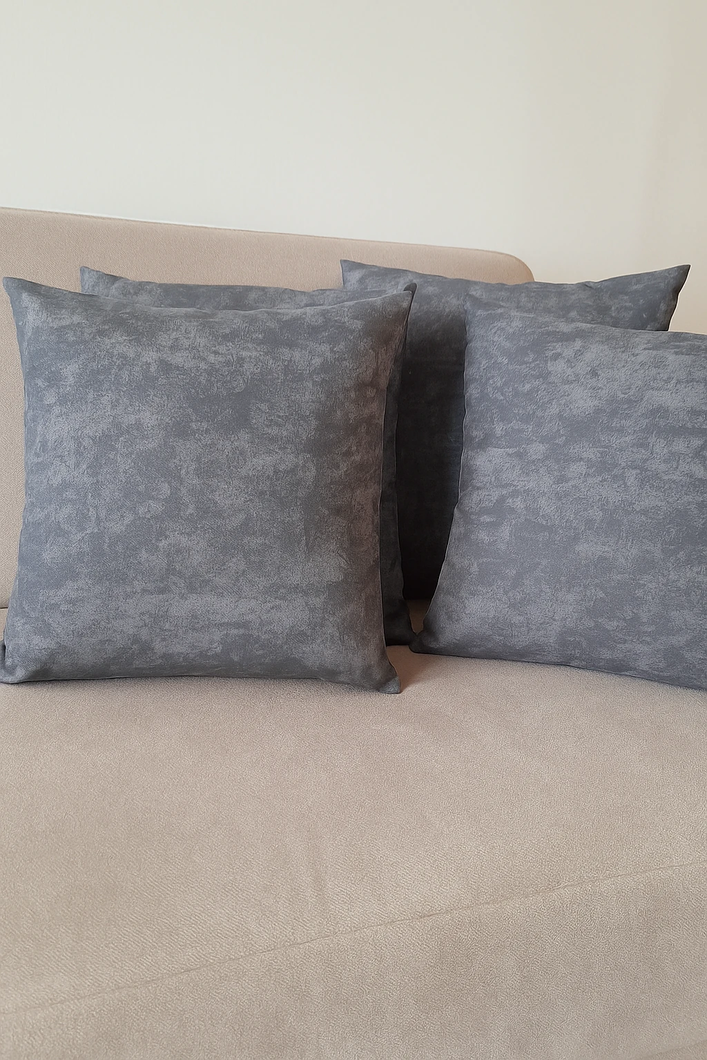 İngiliz Fransız Köylüler Rustik Vintage Dekoratif 4'Lü Yastık Kırlent Kılıfı Takımı - Antrasit