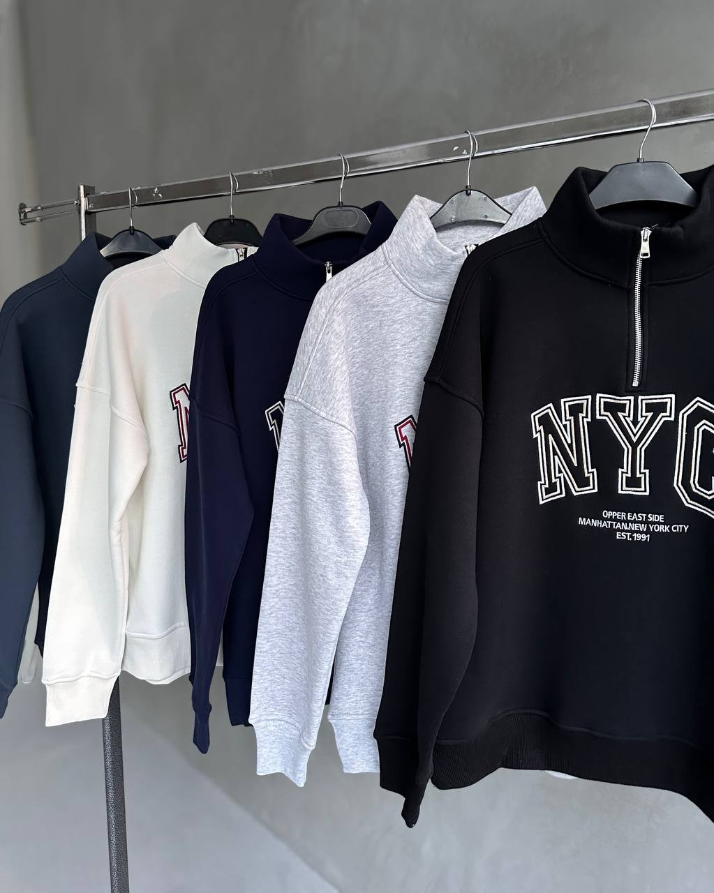 Kadın Yarım Fermuarlı Şardonlu Basic Oversize Sweatshirt