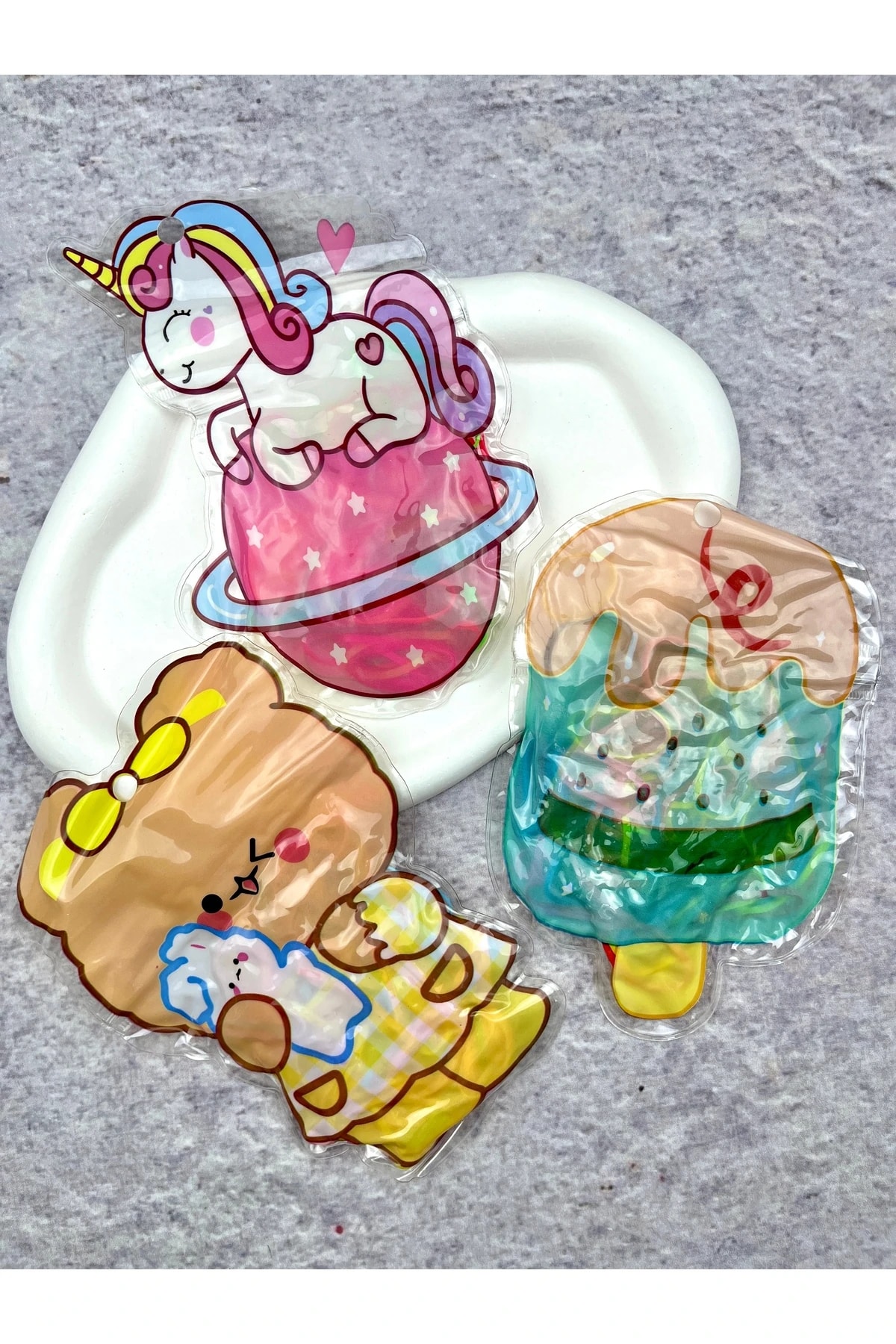 3’lü Sevimli Çantalı Perma Lastik Seti