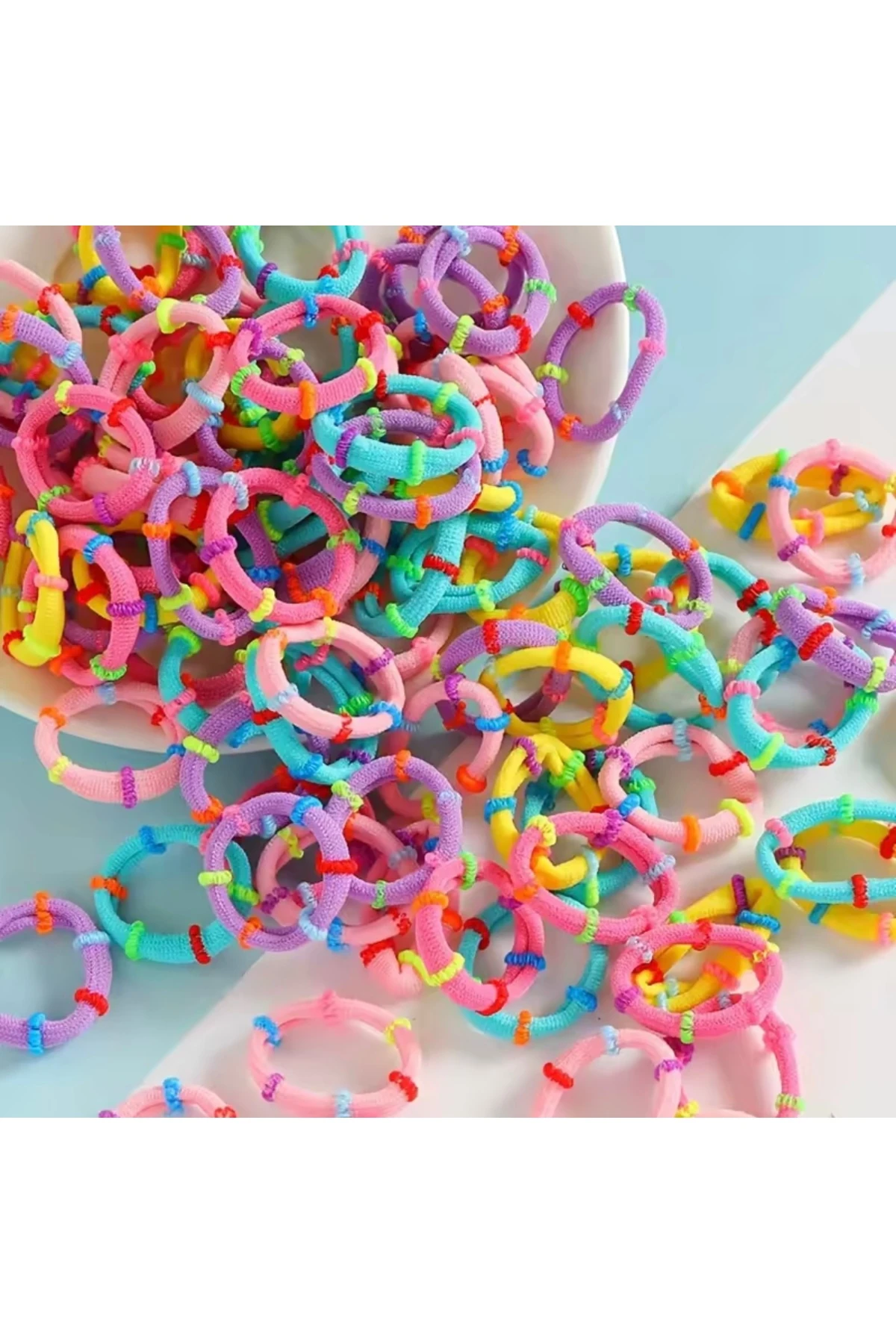 Nakışlı Renkli Havlu Lastik Toka 50 Adet