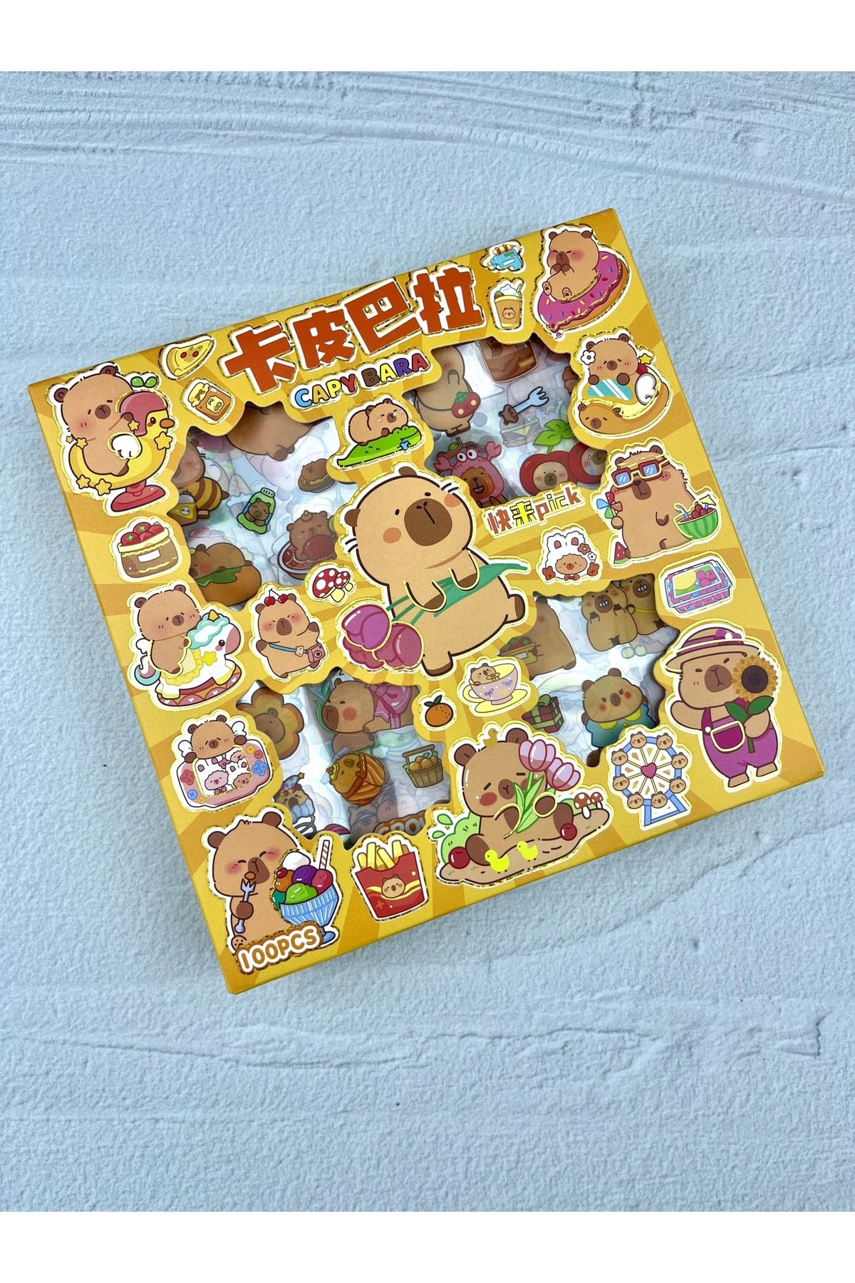 Capybara Kutulu Şeffaf Sticker Seti 100’lü