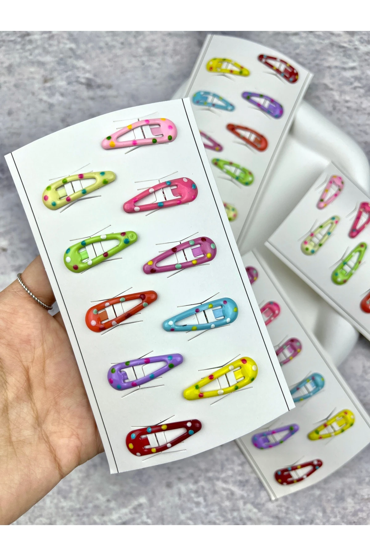 Mini Boy Puantiyeli Çıtçıtlı Toka Seti - Çok Renkli