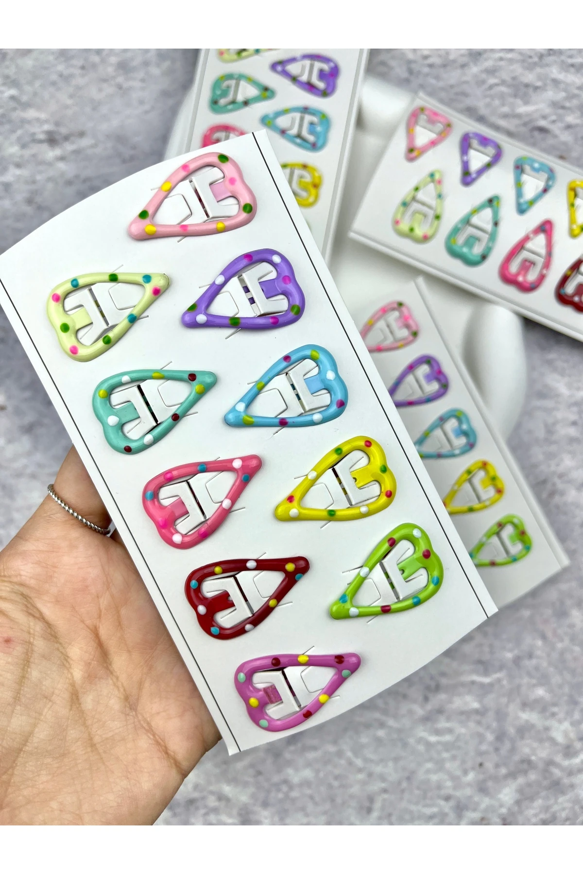 Mini Boy Puantiyeli Çıtçıtlı Toka Seti - Pembe