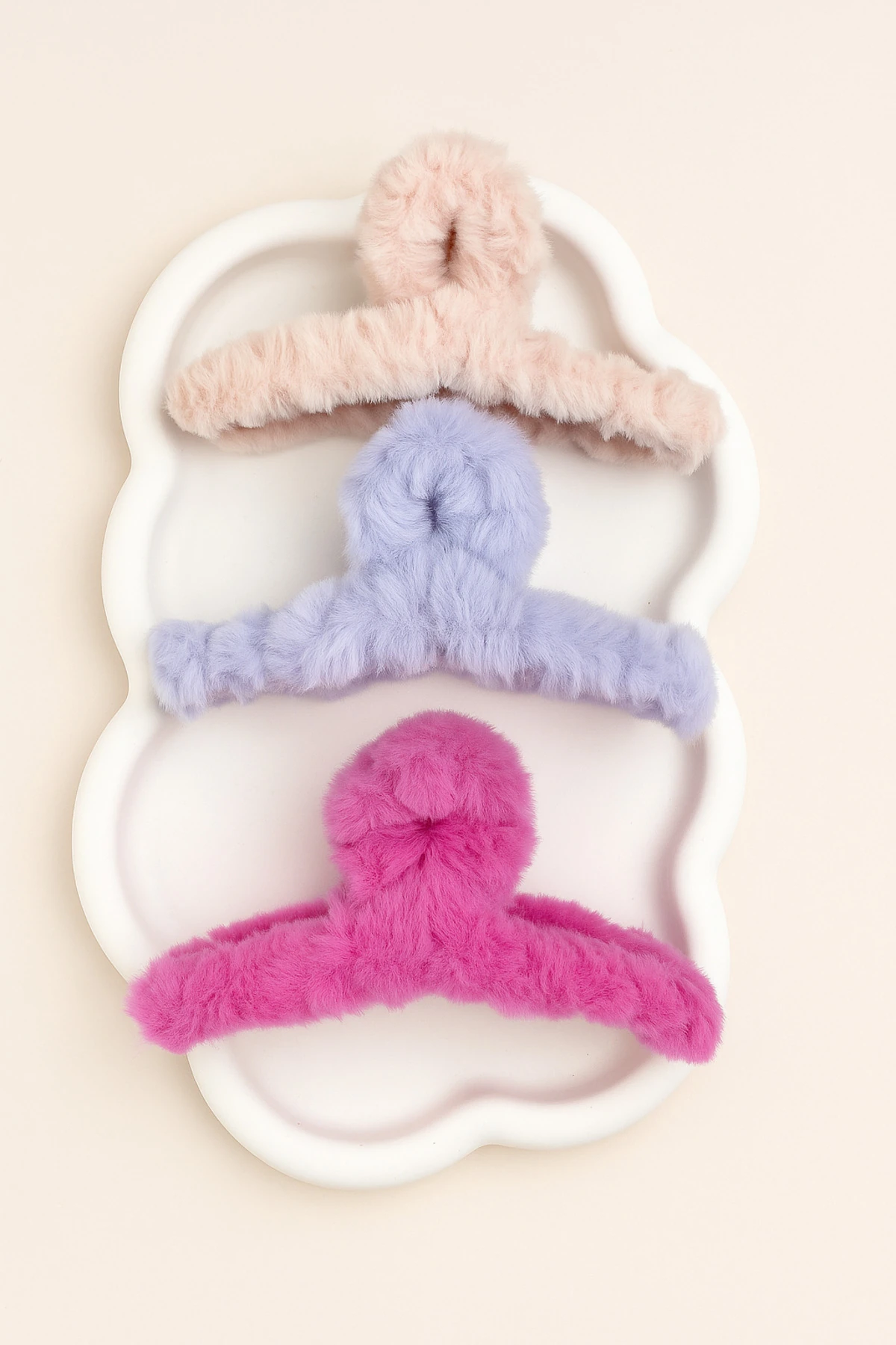 Peluş Mandal Toka 3’lü Set - Pembe