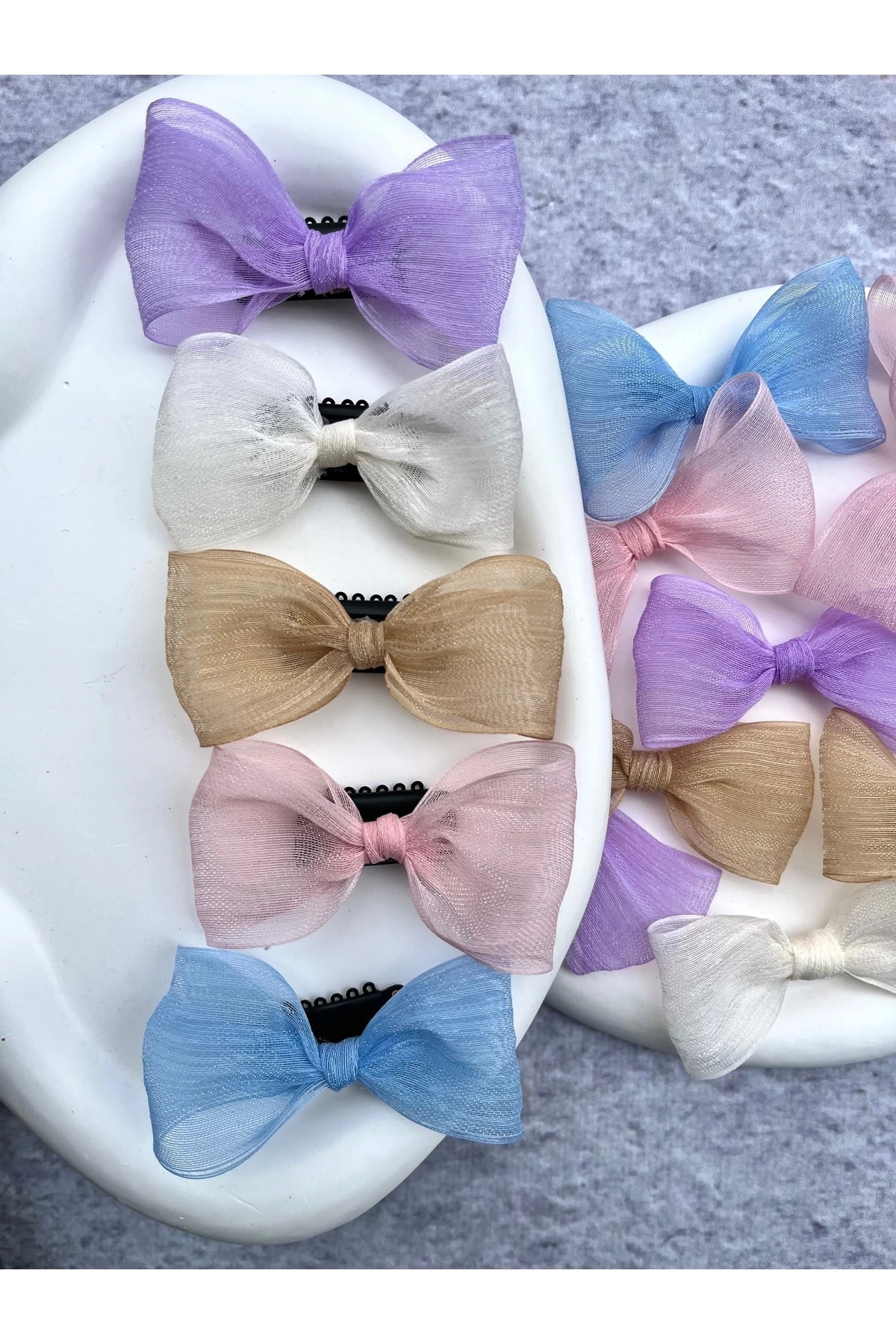 Tül Fiyonk Saçsız Bebek Tokası Seti 5 Adet Az Saçlı Bebek Tokası