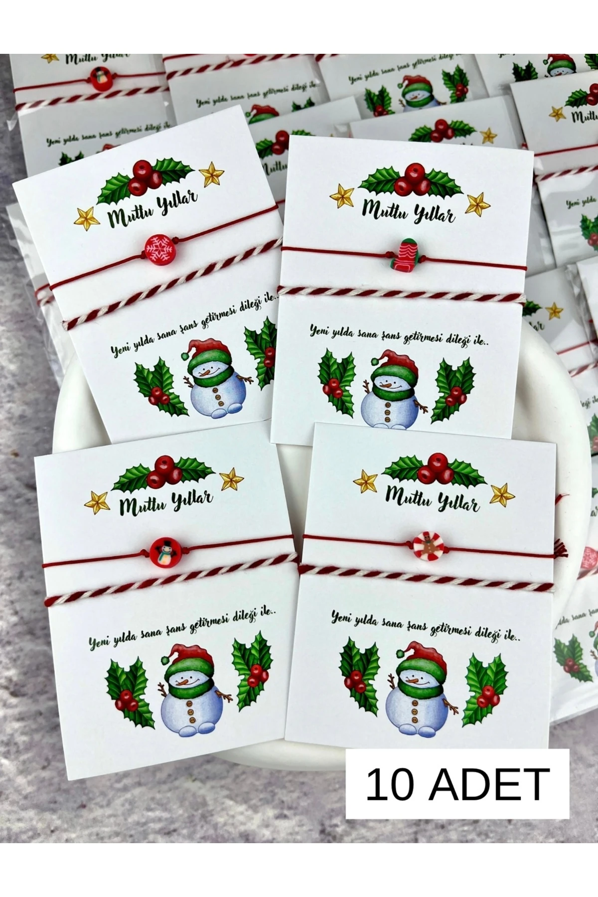 Yılbaşı Yeniyıl Şans Bilekliği 10 Adet Yılbaşı Hediyesi