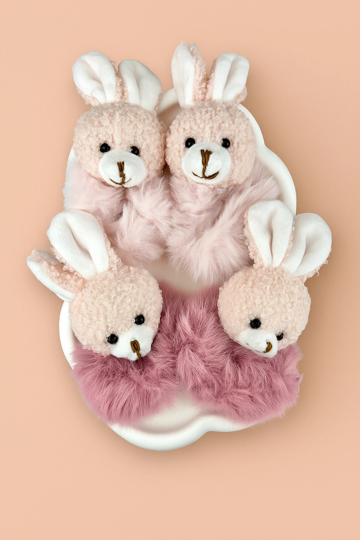Tavşanlı Peluş Toka 1 Çift - Pembe