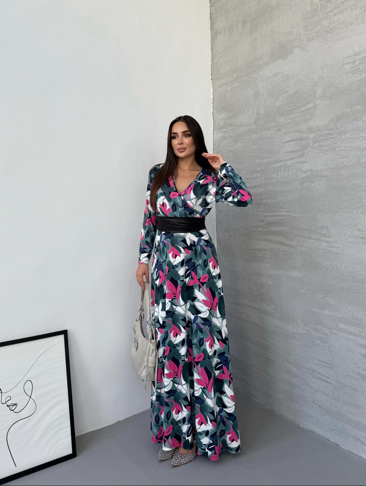 1023 Papatya Renkli Kemerli Elbise