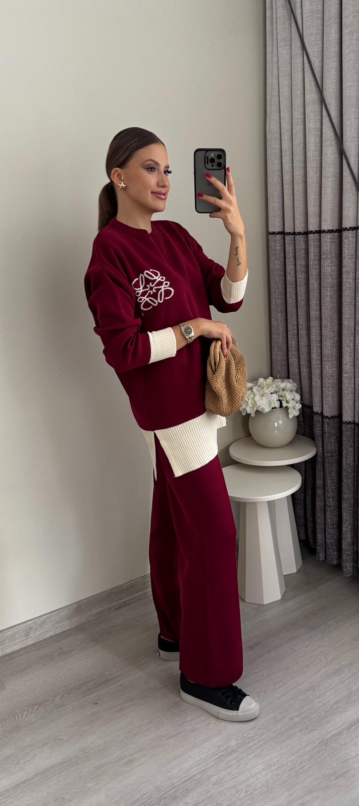 Gömlek Detay Triko Takım