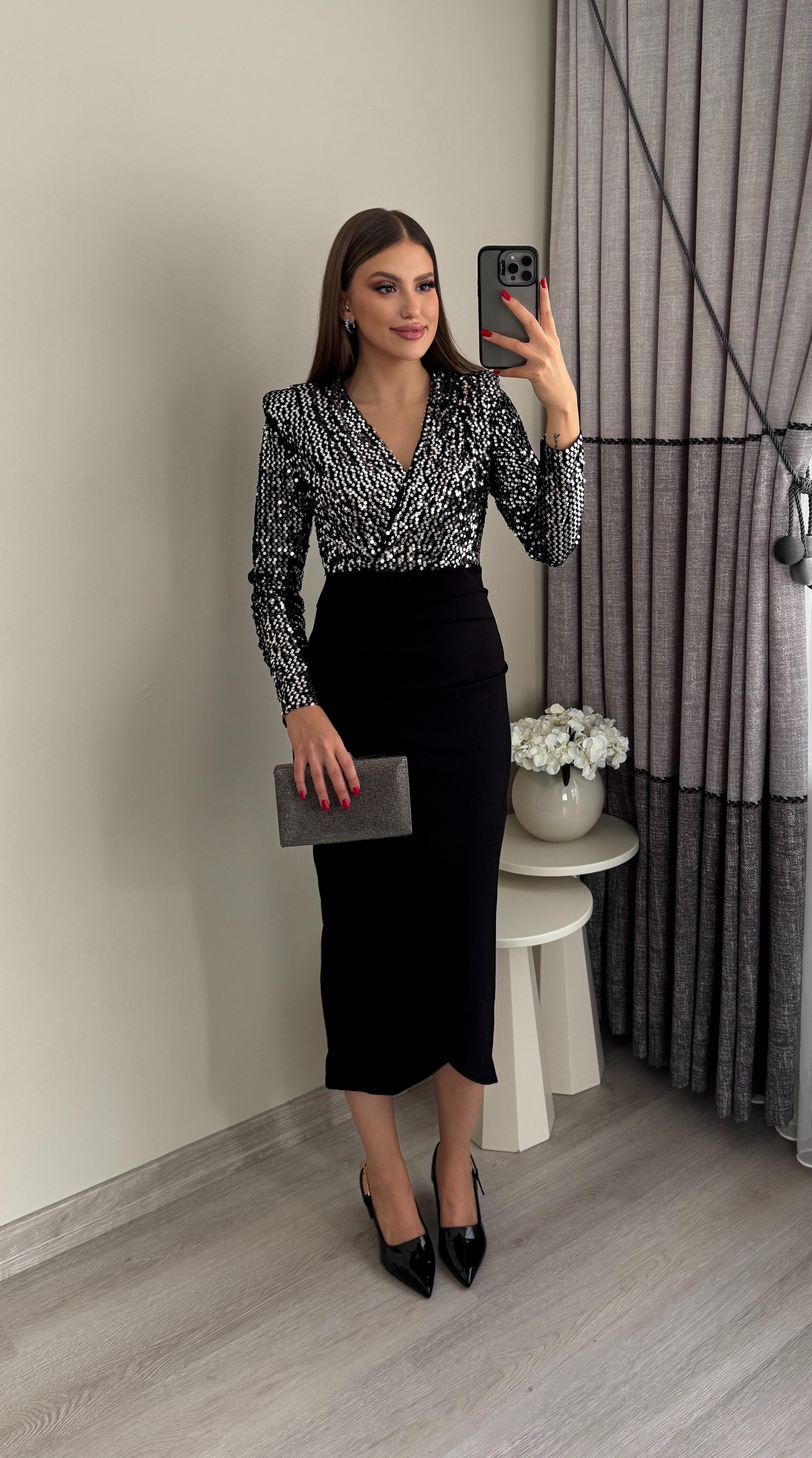 Payet Detay Kalem Elbise