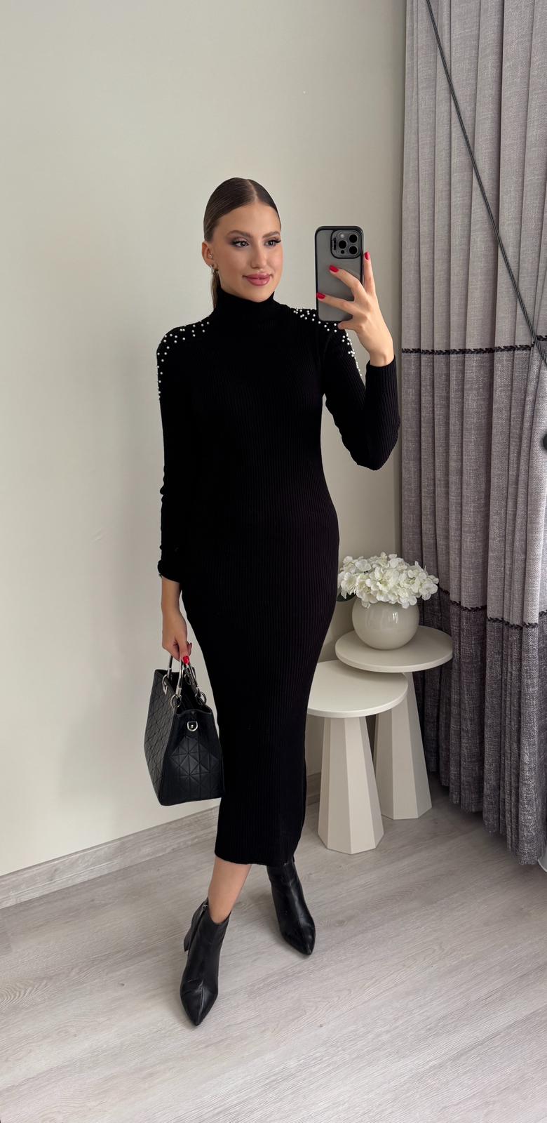 İncili Kalem Triko Elbise