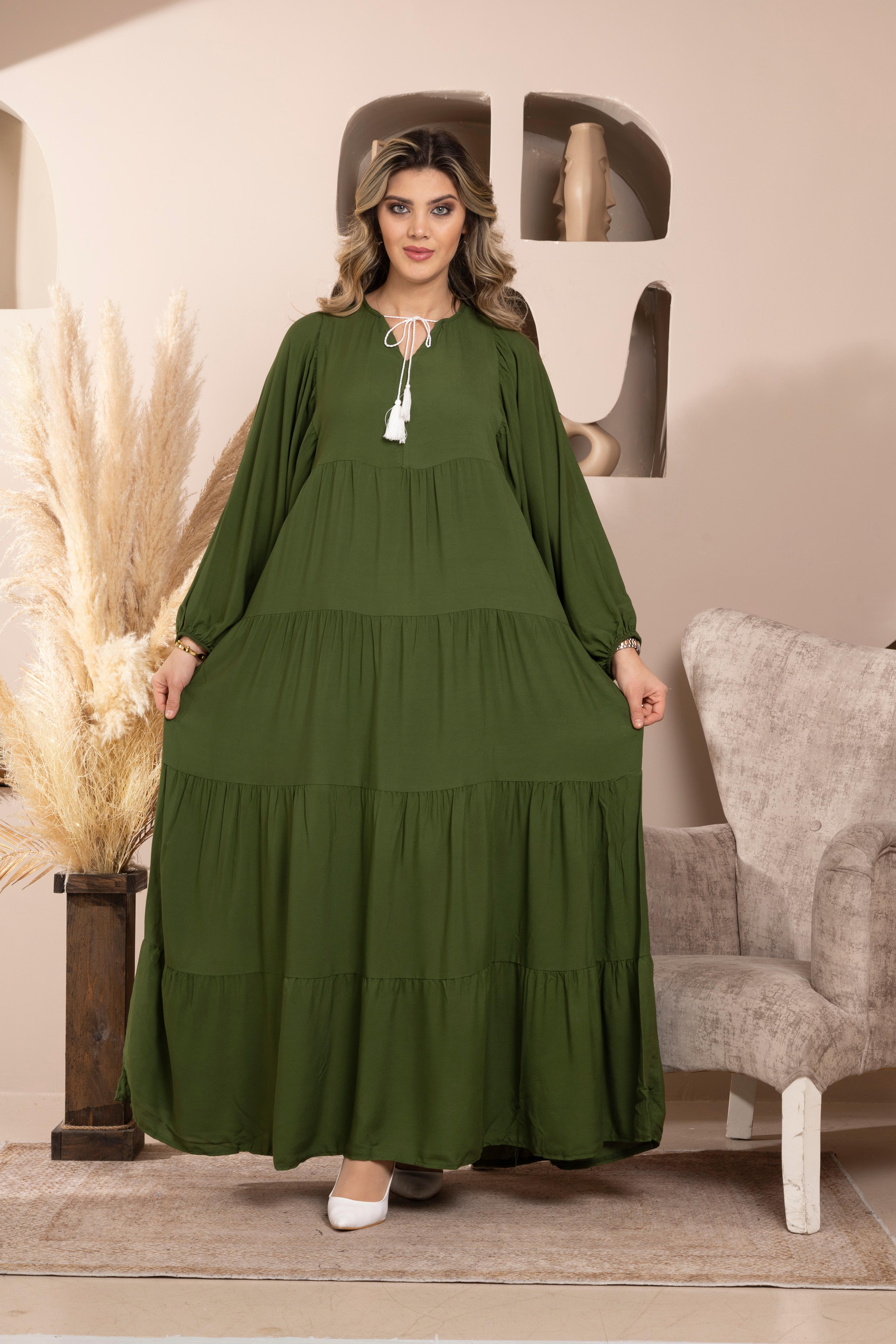 Ponpon Katkat Elbise - Yeşil