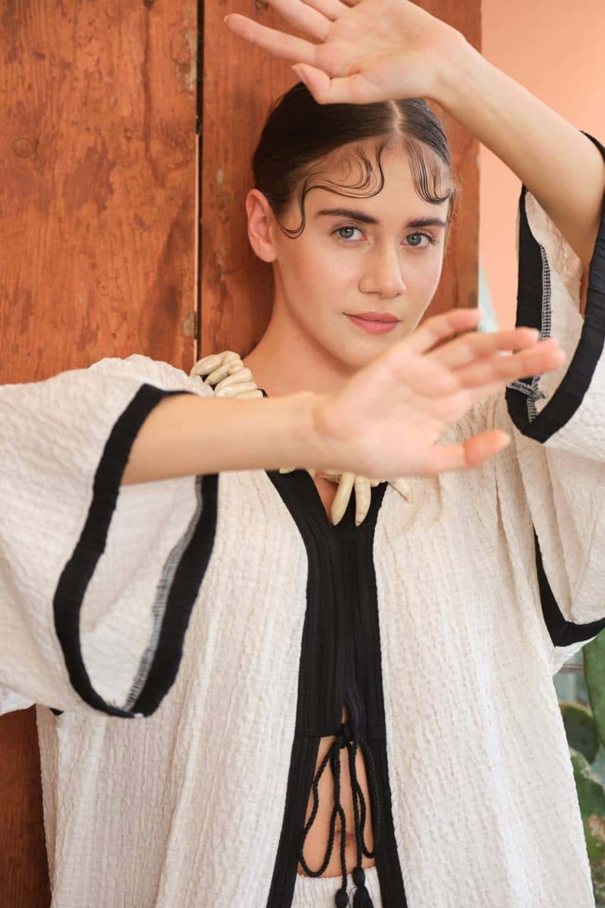 Gofre Çizgi Detay Kimono