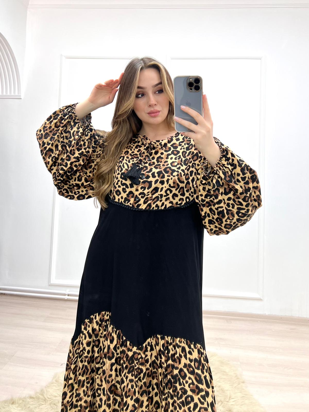 1064 Garnili Leopar Elbise