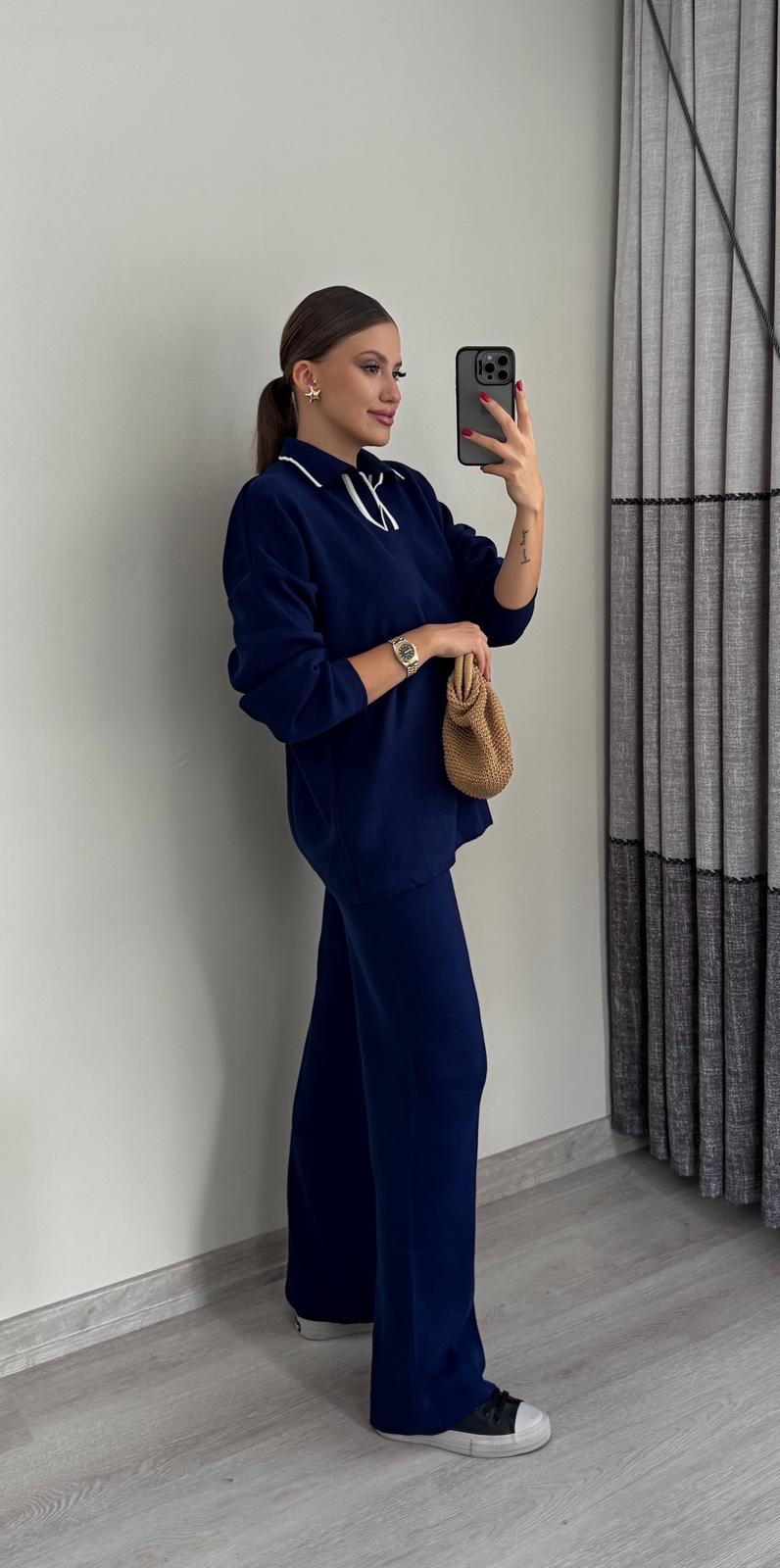 Şerit Detay Triko Takım