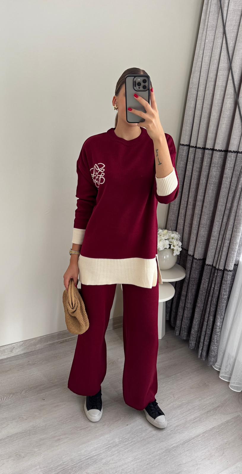 Gömlek Detay Triko Takım