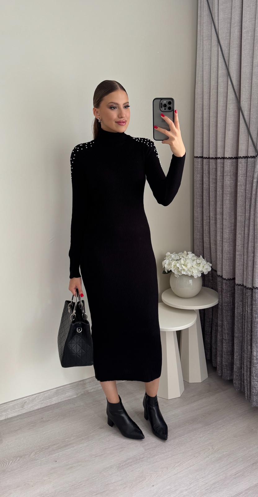 İncili Kalem Triko Elbise