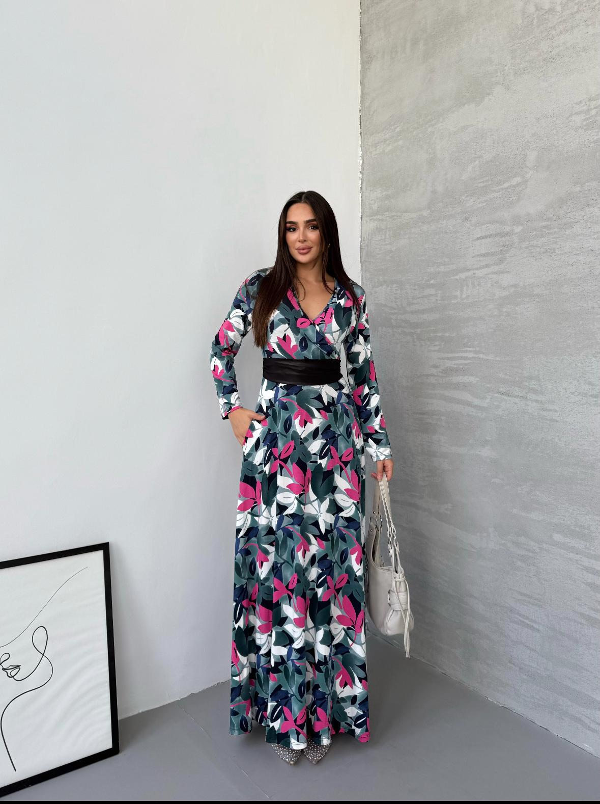 1023 Papatya Renkli Kemerli Elbise