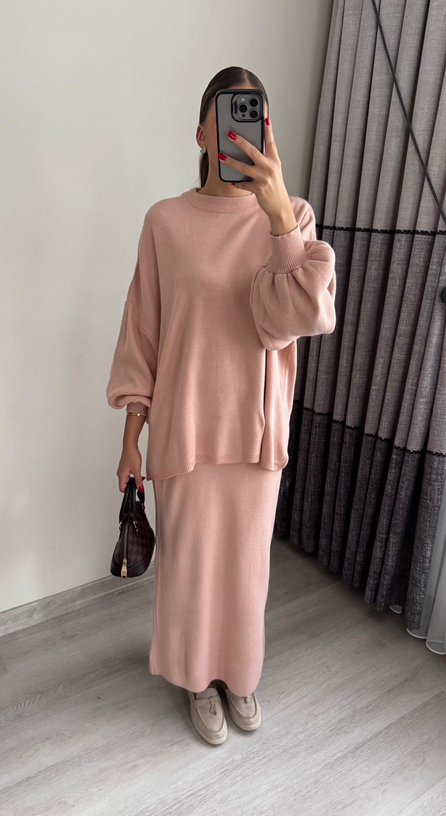 Balon Kol Etekli Triko Takım