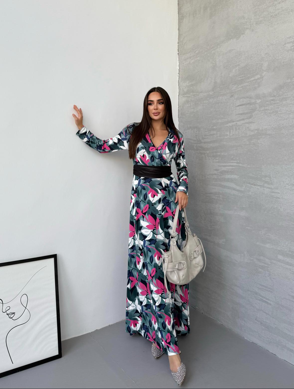 1023 Papatya Renkli Kemerli Elbise