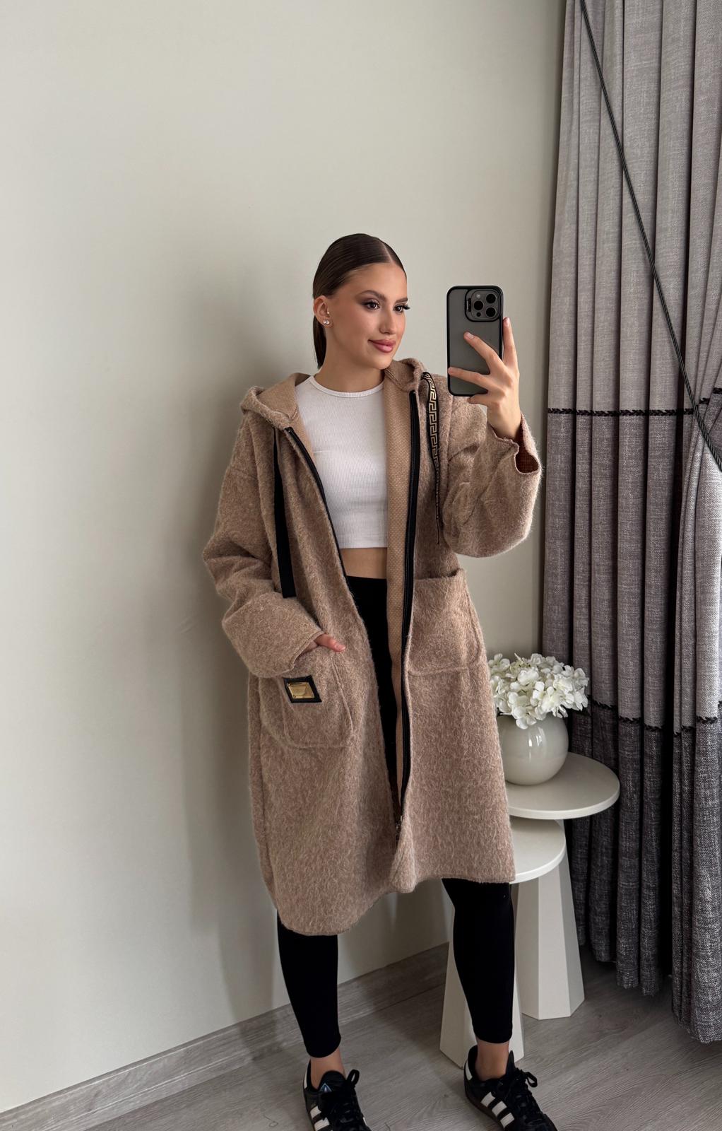 Cepli Fermuarlı Peluş Kaban