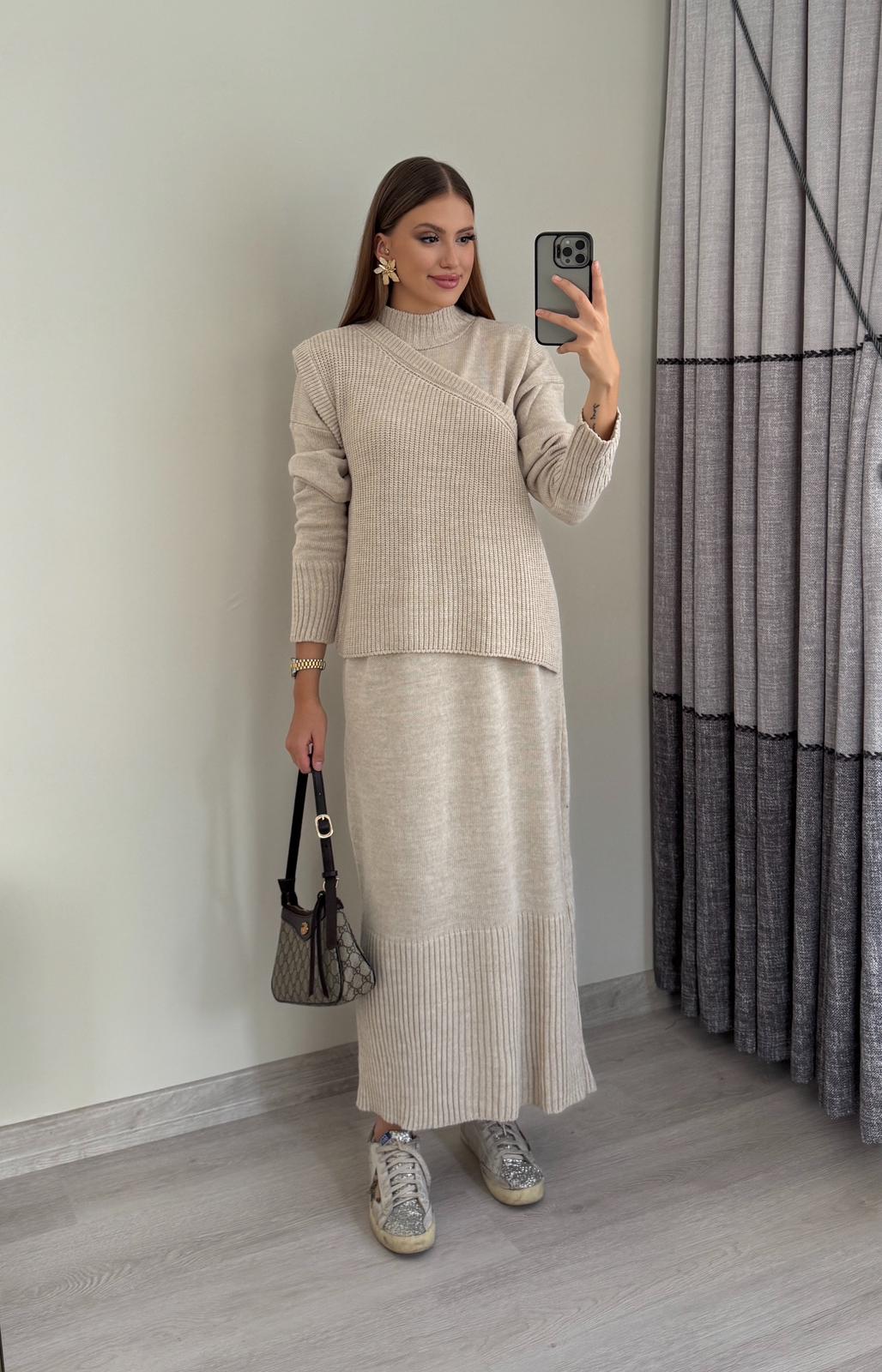 Yelekli Triko Elbise