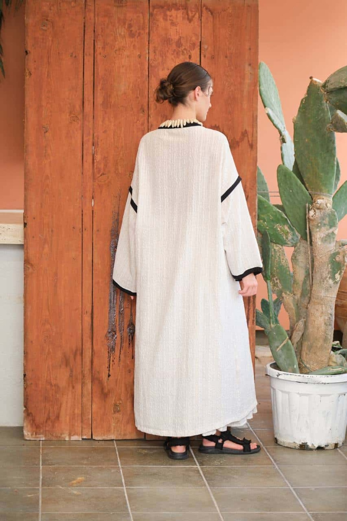 Gofre Çizgi Detay Kimono