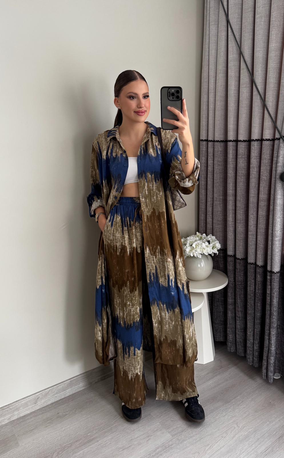 Haki Gömlek Elbise Takım