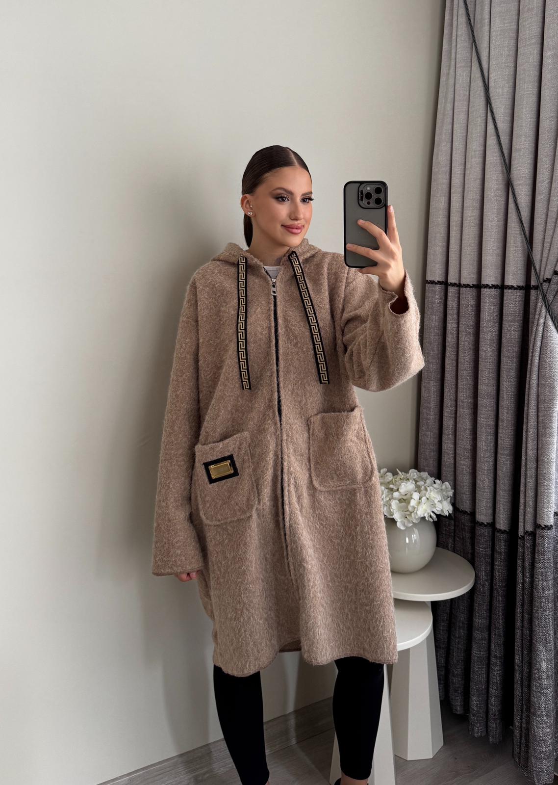 Cepli Fermuarlı Peluş Kaban