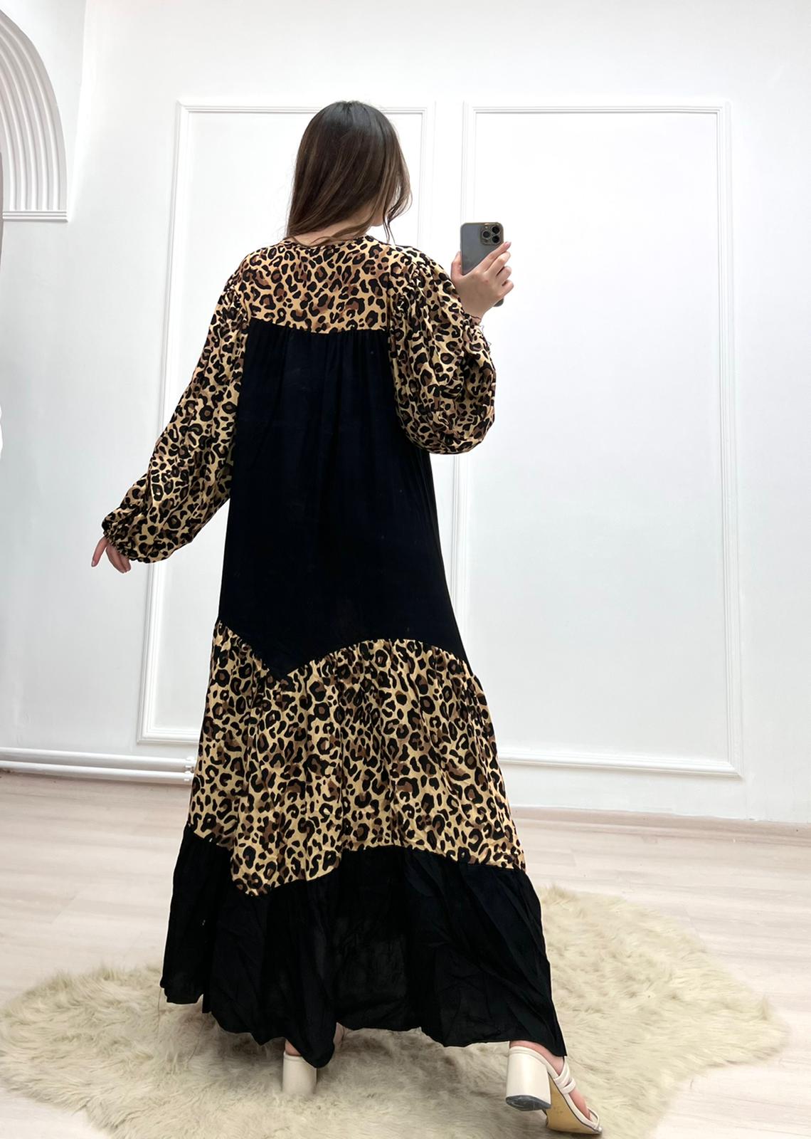 1064 Garnili Leopar Elbise