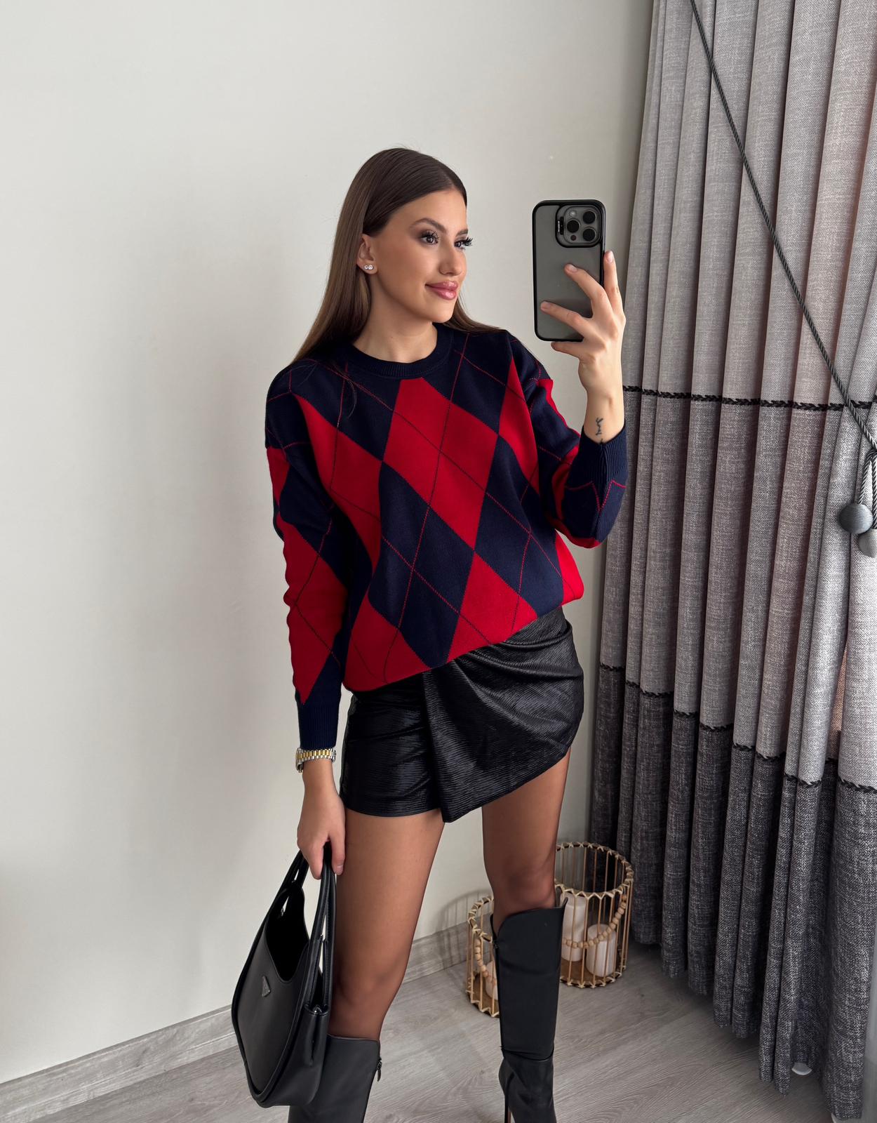 Baklava Desen Triko Kazak