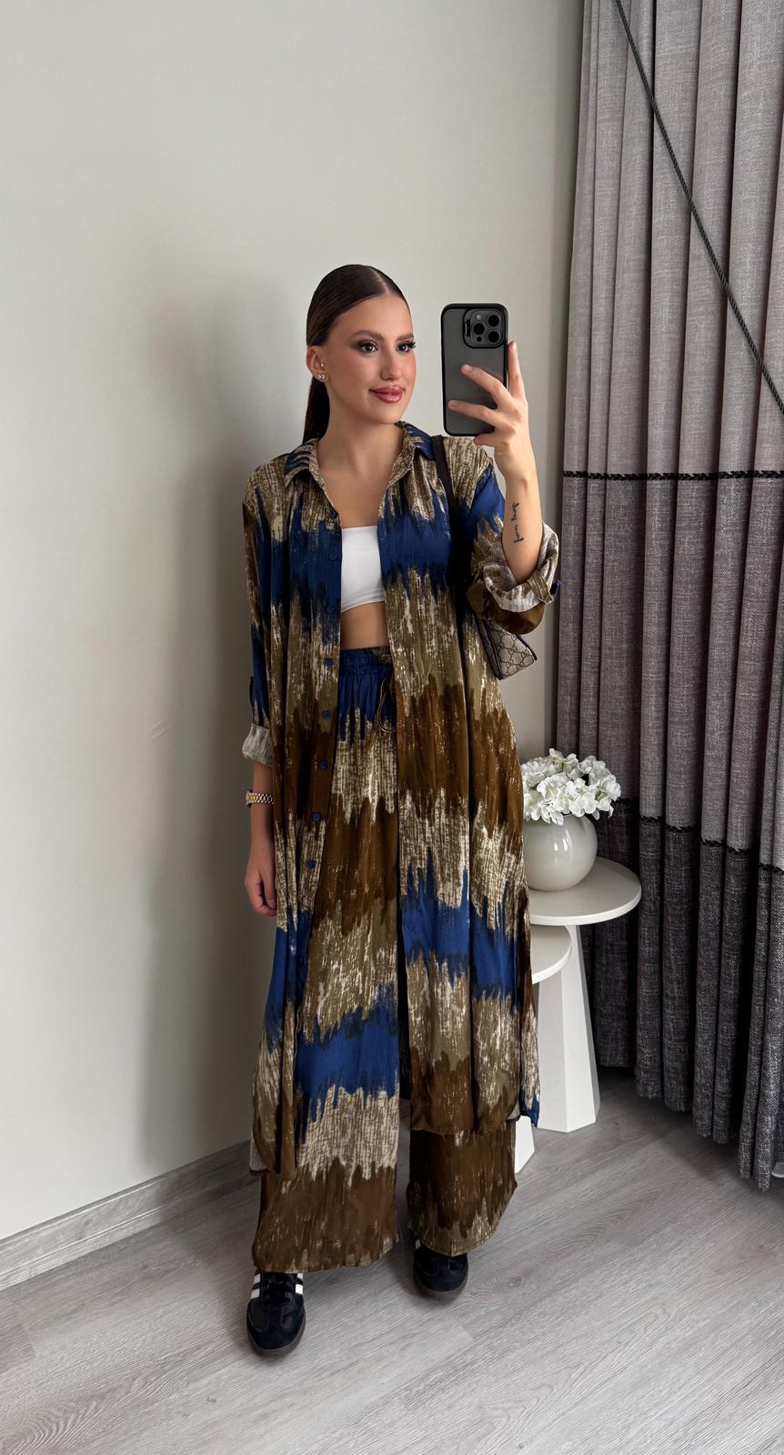 Haki Gömlek Elbise Takım