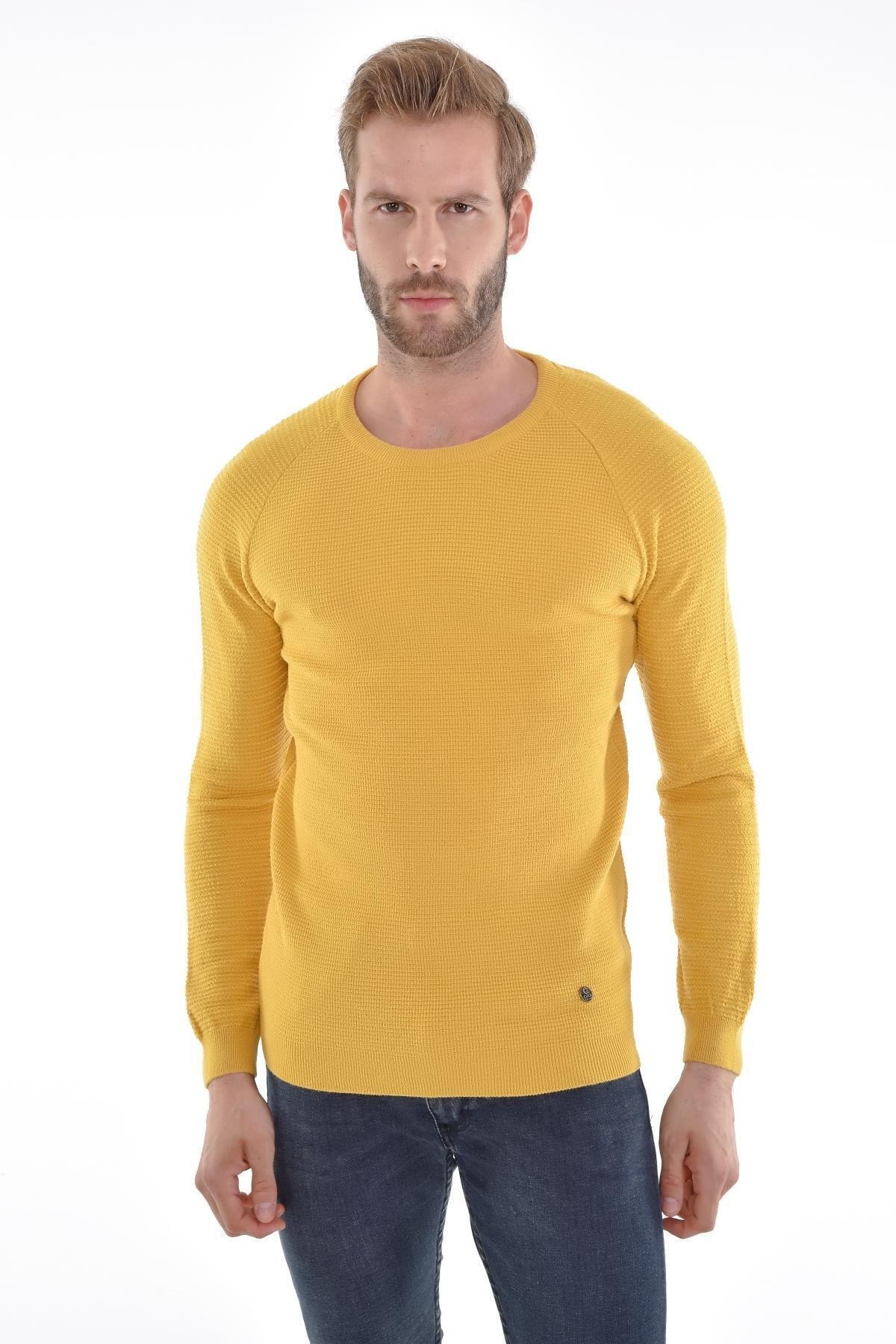 Erkek Triko Kazak Sıfır Yaka Düz Renk Kol Ve Bel Lastikli Kışlık Dokuma Pamuklu