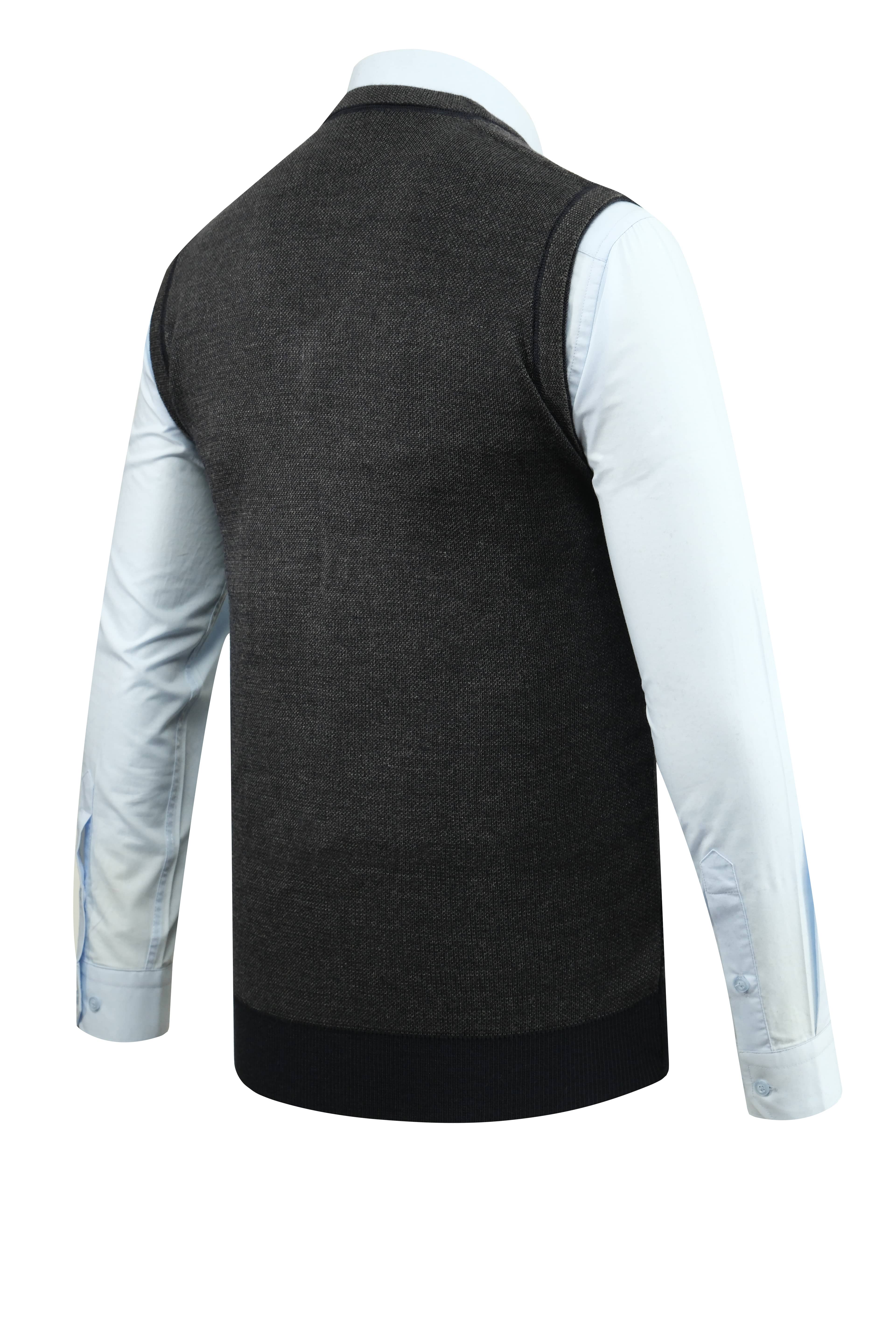 Erkek Büyük Beden V Yaka Süveter Desenli Çelik Örgü Klasik Kalıp - 5208HB - NAVY BLUE