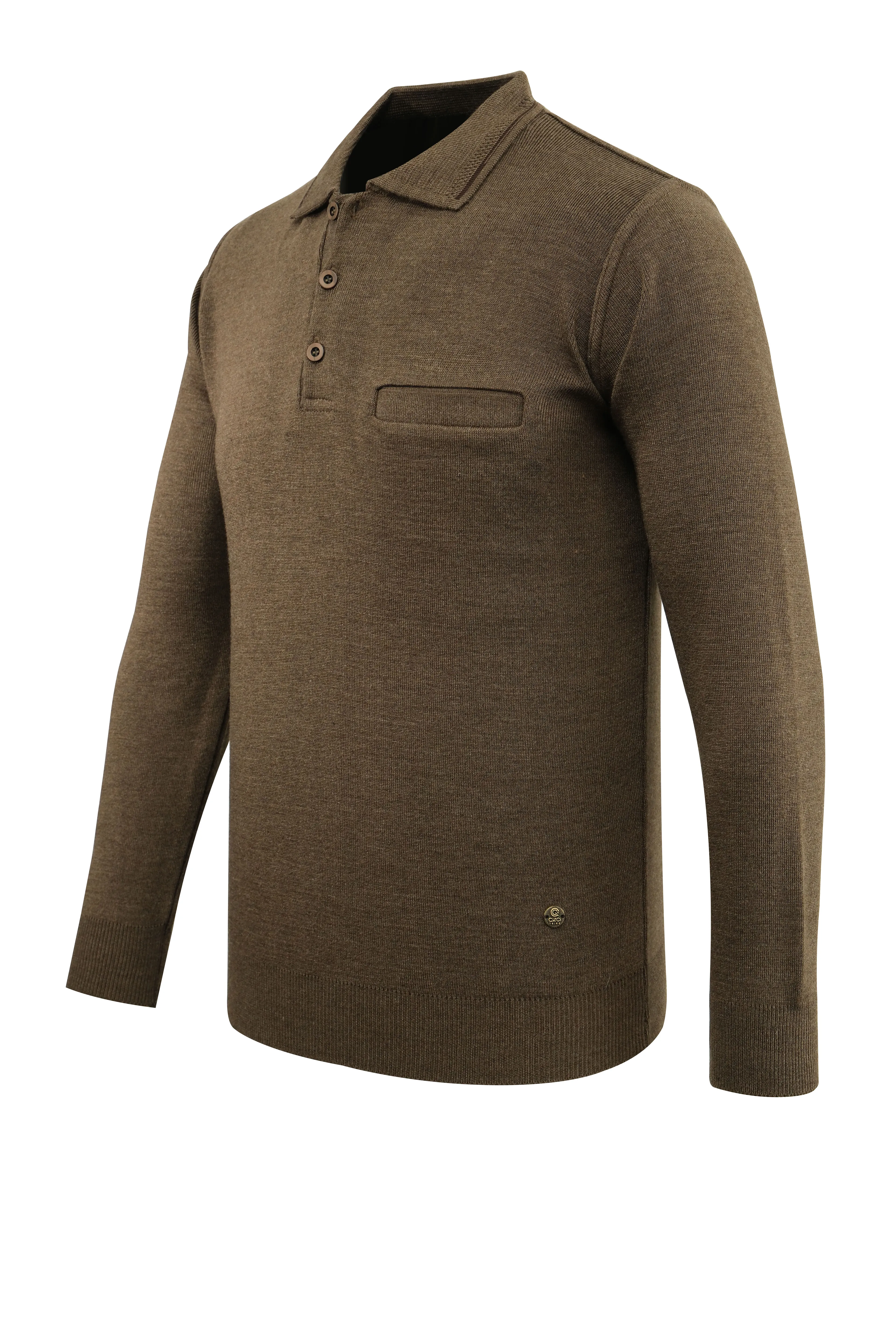 Erkek Polo Yaka Kazak Triko Cepli Çelik Örgü Klasik Kalıp - 5200F