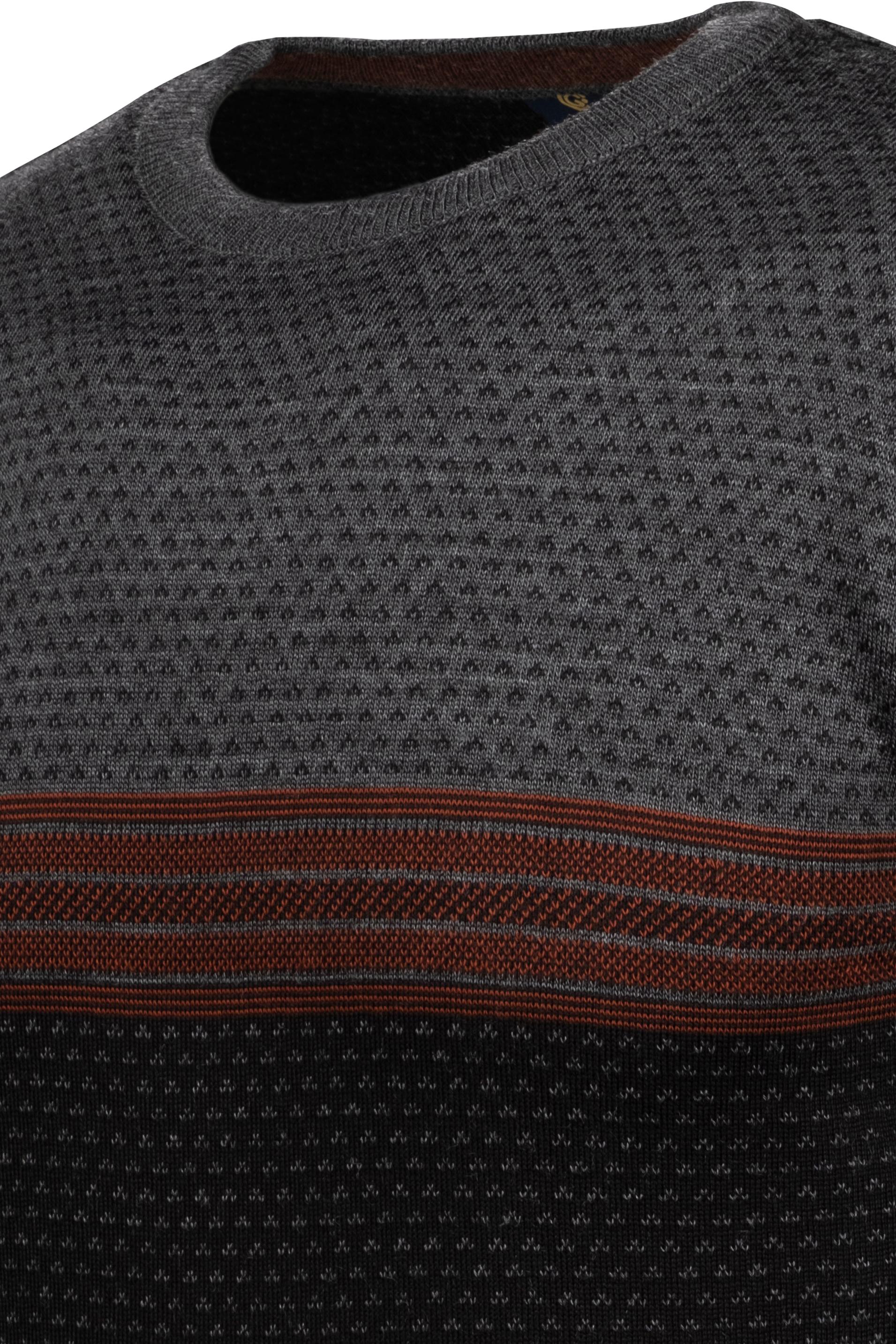 Stripe Knitwear Men's Crew Neck Knitwear Sweater Patterned Sleeve and Waist Elastic Steel Knitted Regular Pattern - 5009C - BLACK
