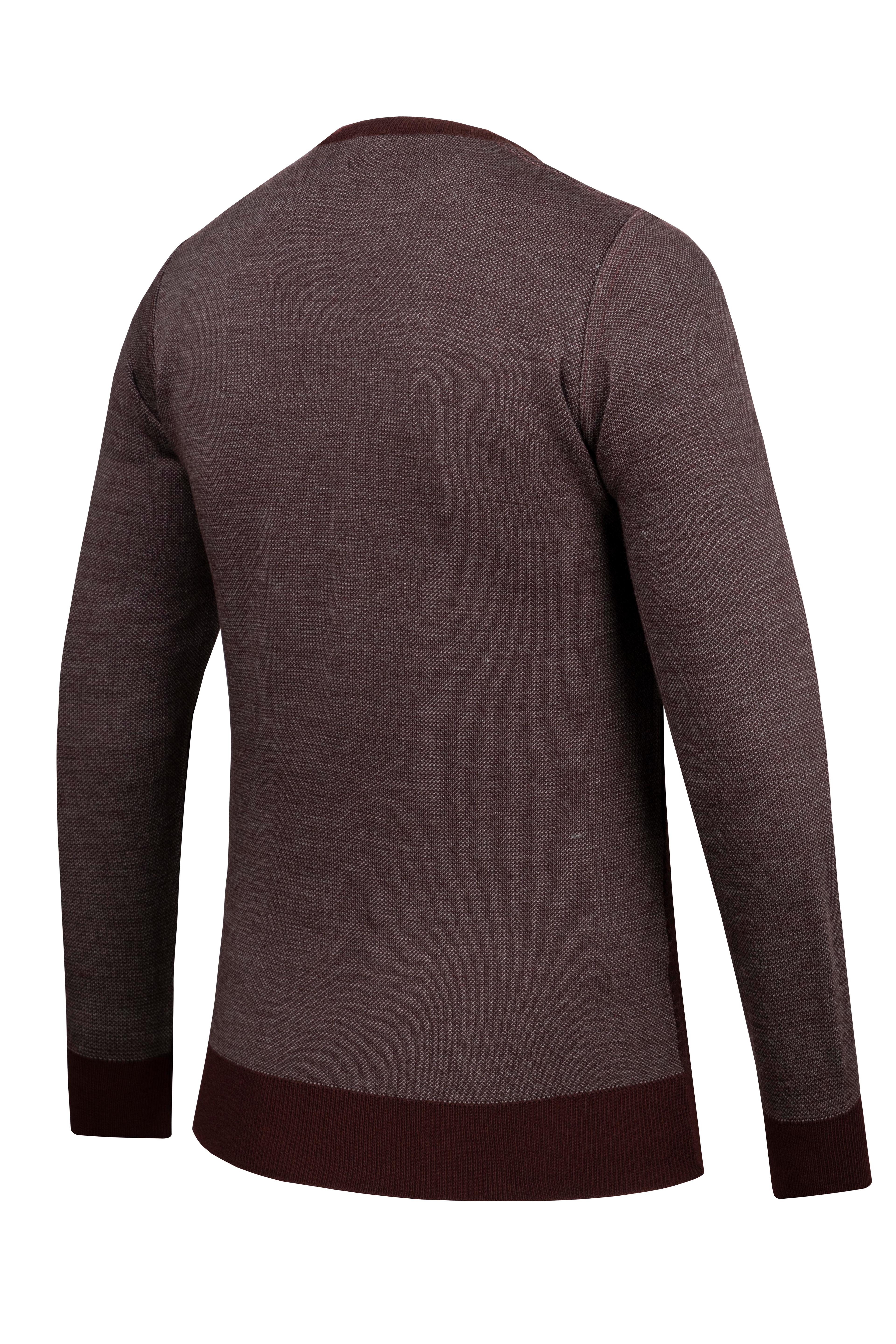 Stripe Knitwear Men's Crew Neck Knitwear Sweater Patterned Sleeve and Waist Elastic Steel Knitted Classic Pattern - 5010C - BORDO