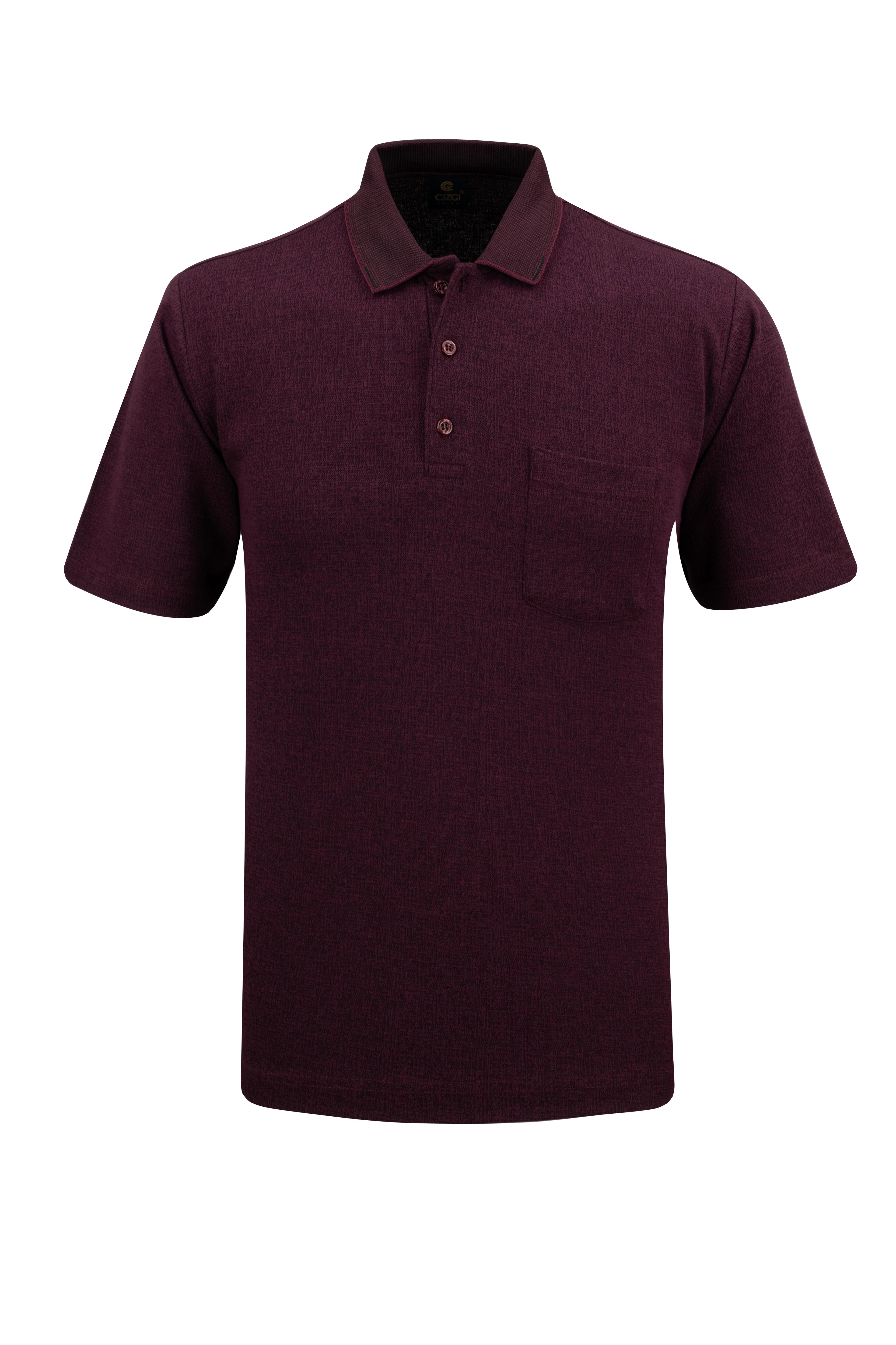 Erkek Polo Yaka Cepli Klasik Kalıp Tişört - 5116 - BORDO