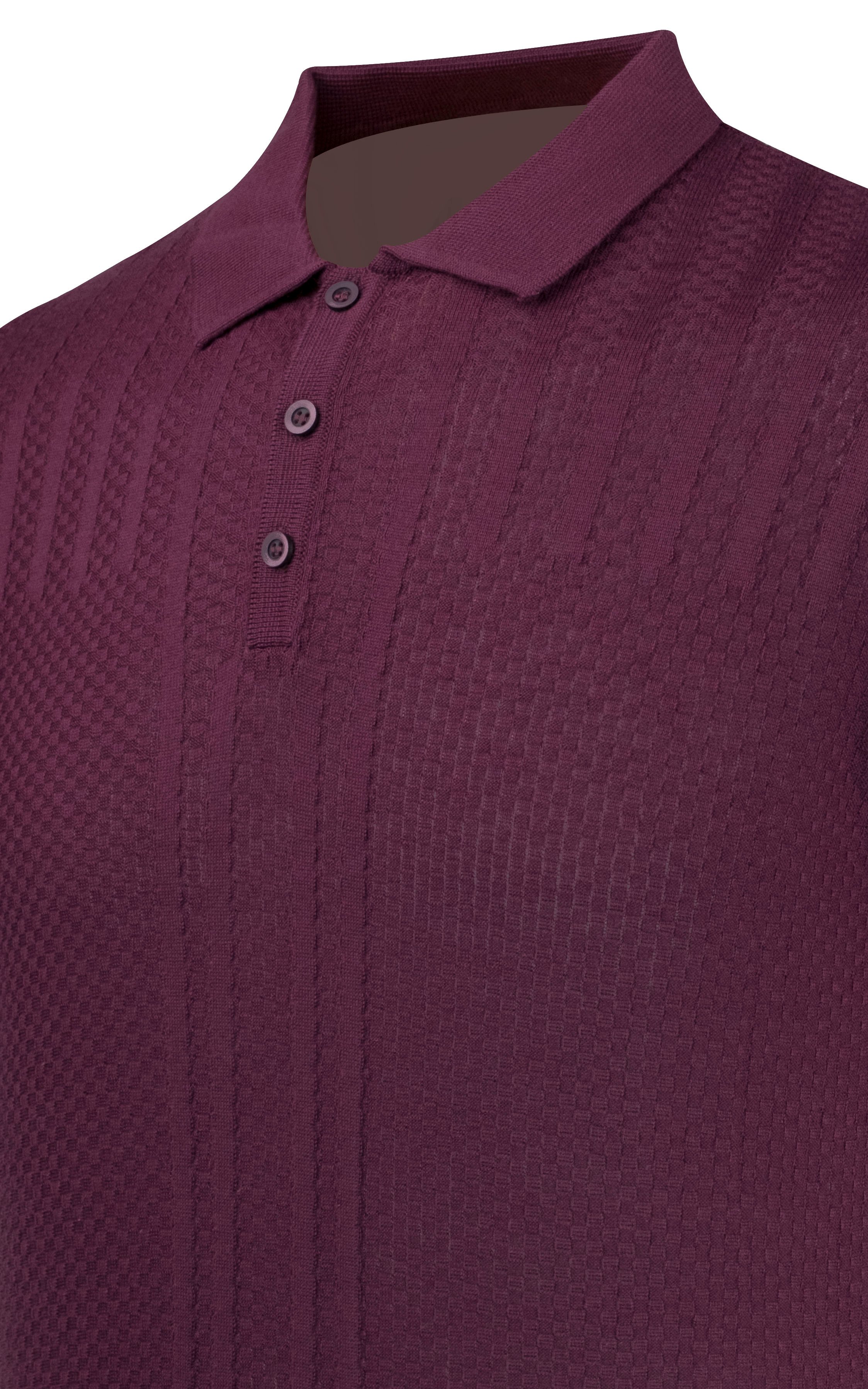 Men's Summer Knitwear T-Shirt Non-Roll Polo Collar Regular Fit - PURPLE