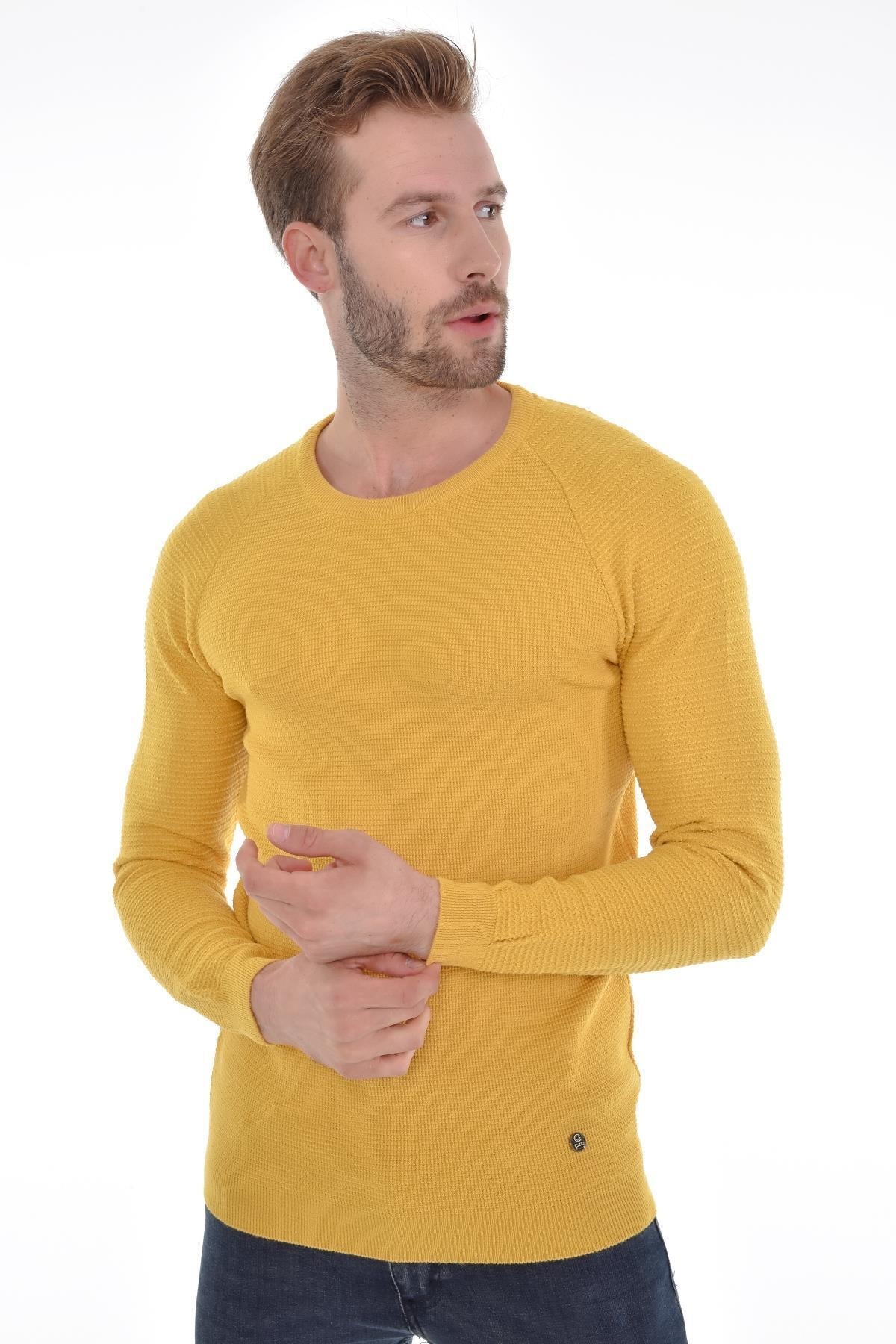 Erkek Triko Kazak Sıfır Yaka Düz Renk Kol Ve Bel Lastikli Kışlık Dokuma Pamuklu