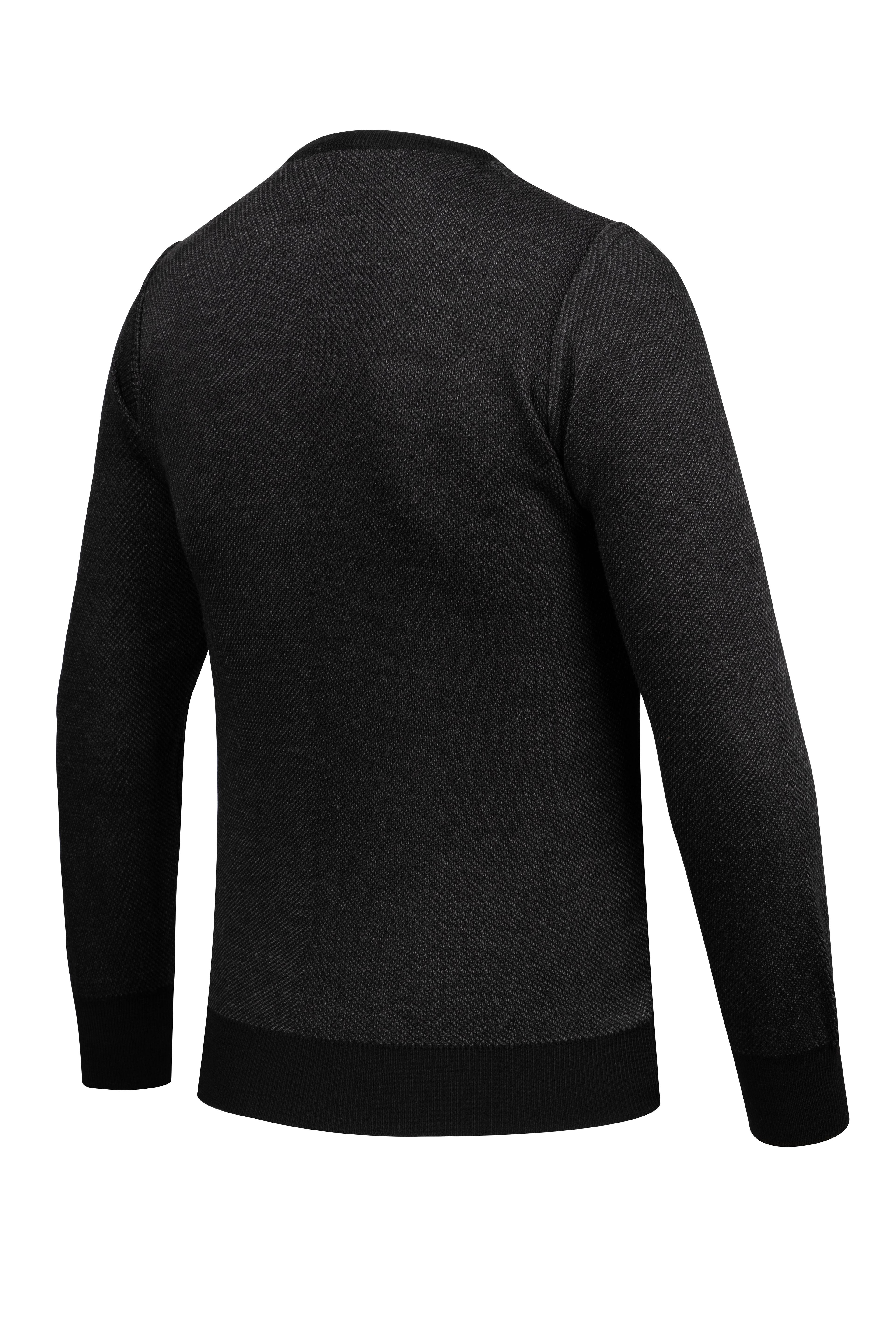 Stripe Knitwear Men's Crew Neck Knitwear Sweater Patterned Sleeve and Waist Elastic Steel Knitted Regular Pattern - 5013C - BLACK