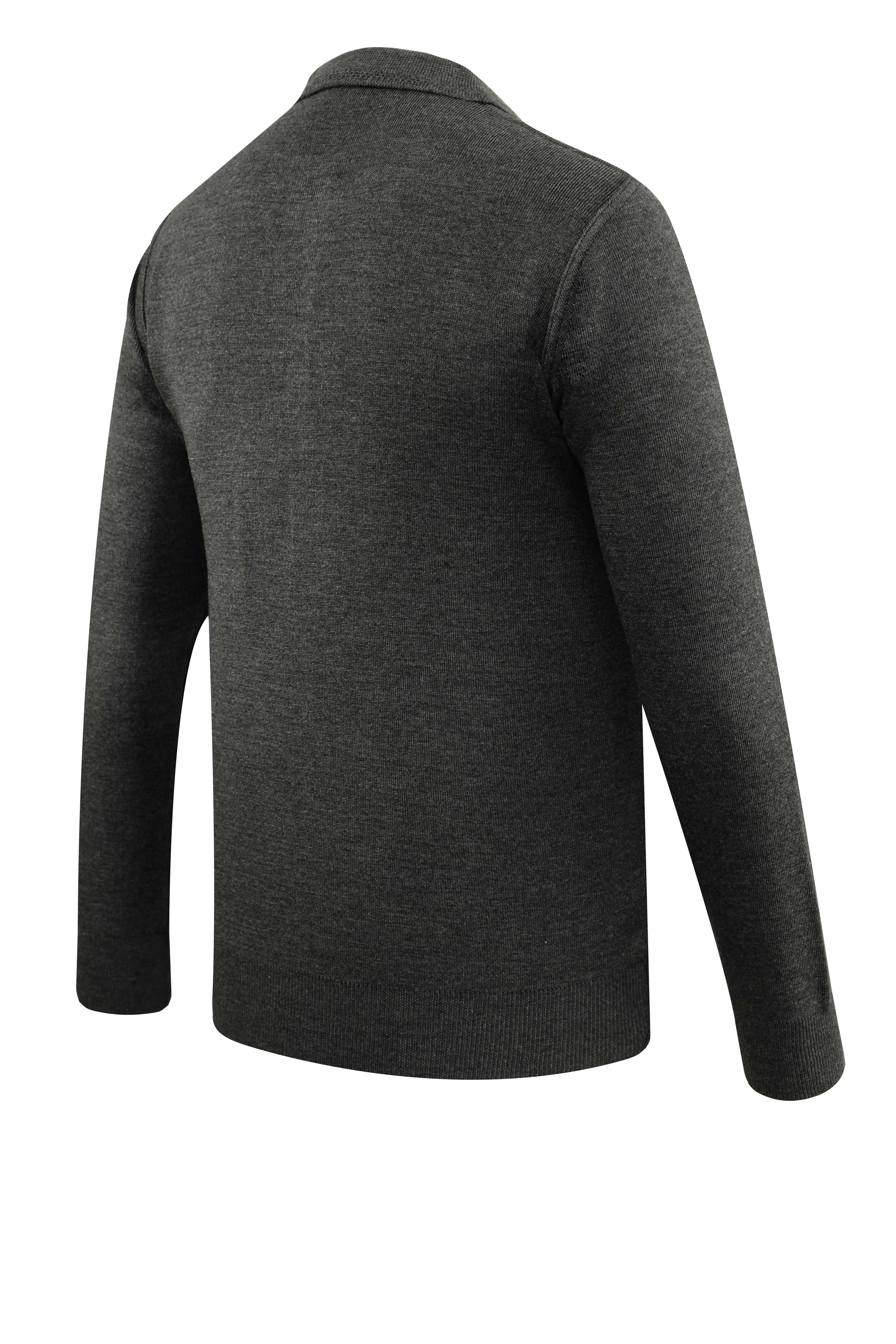 Erkek Polo Yaka Kazak Cepli Desen Çelik Örgü Klasik Kalıp - 5203F - ANTRASİT