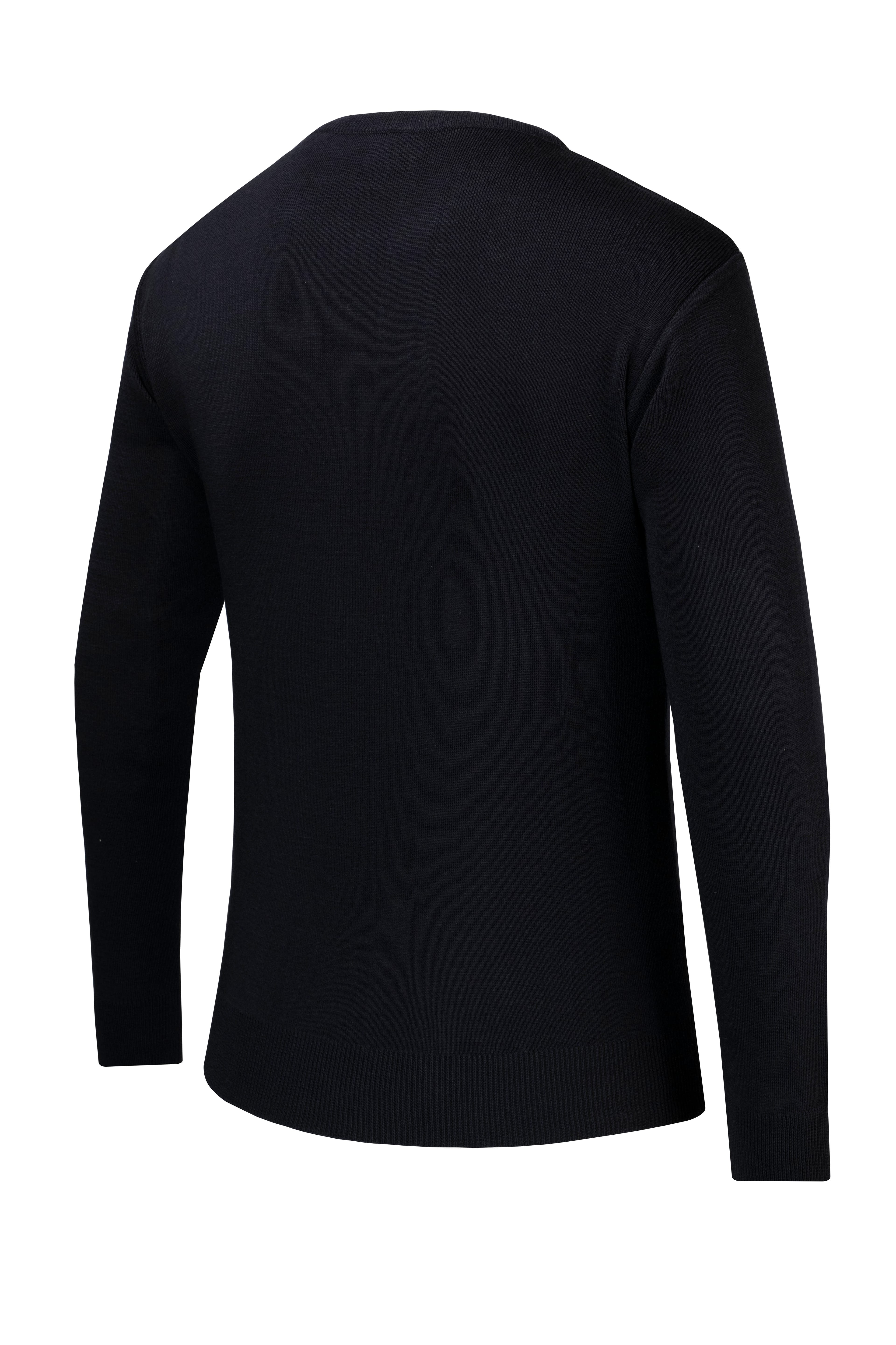 Erkek Sıfır Yaka Kazak Desenli Çelik Örgü Klasik Kalıp - 5202C - NAVY BLUE