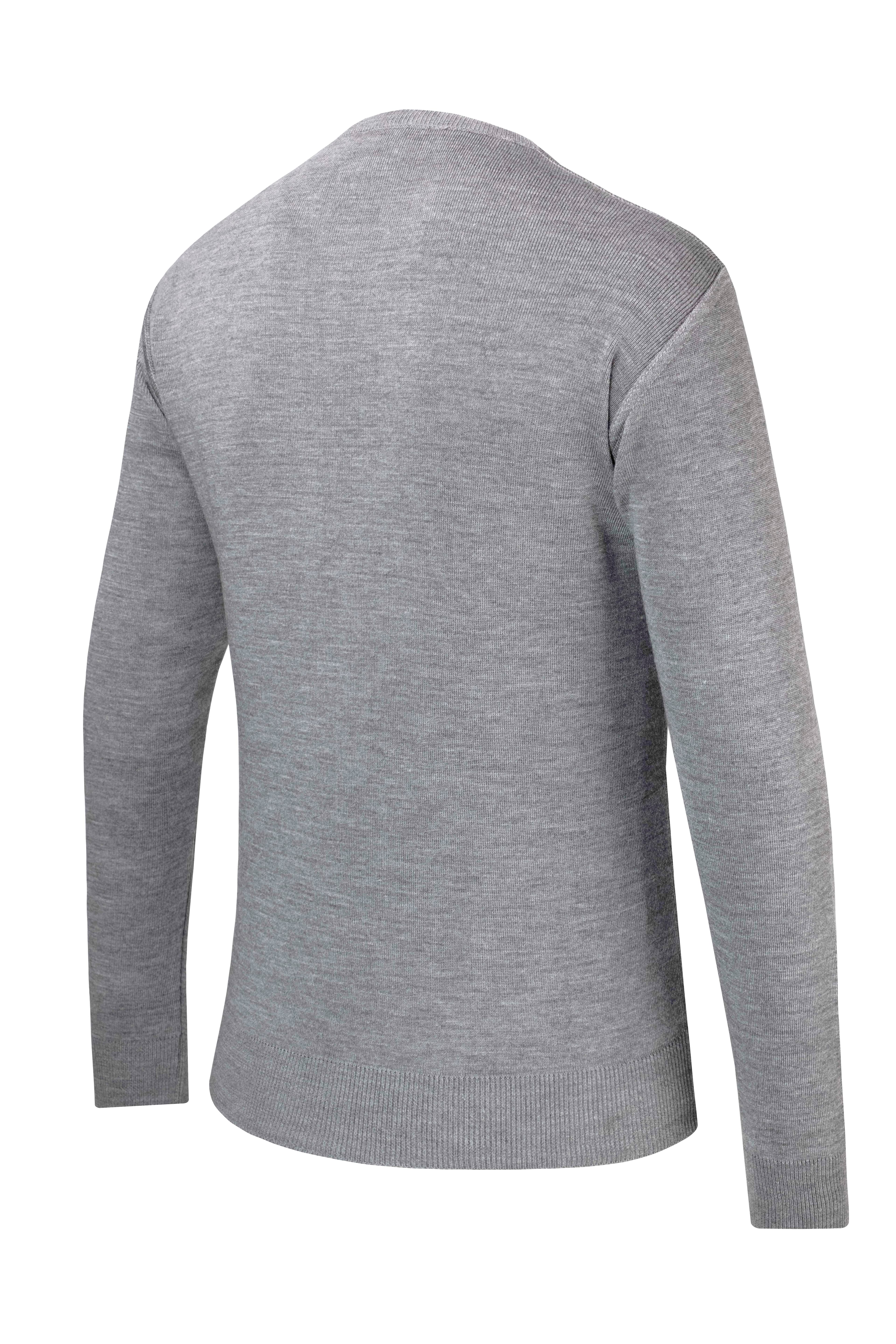 Erkek Sıfır Yaka Kazak Desenli Çelik Örgü Klasik Kalıp - 5202C - GREY