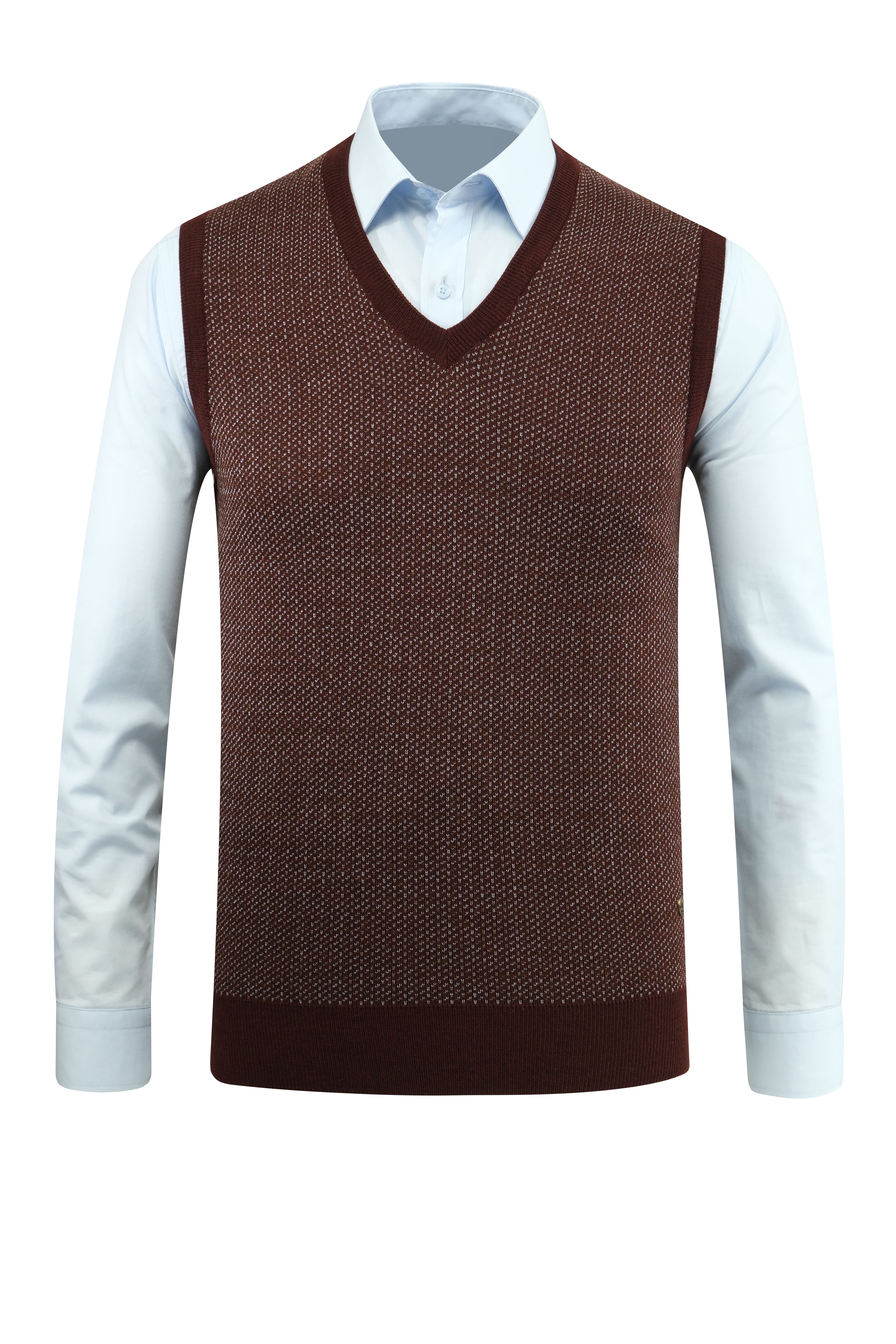 Erkek V Yaka Süveter Desenli Çelik Örgü Regular Kalıp - 5206H
