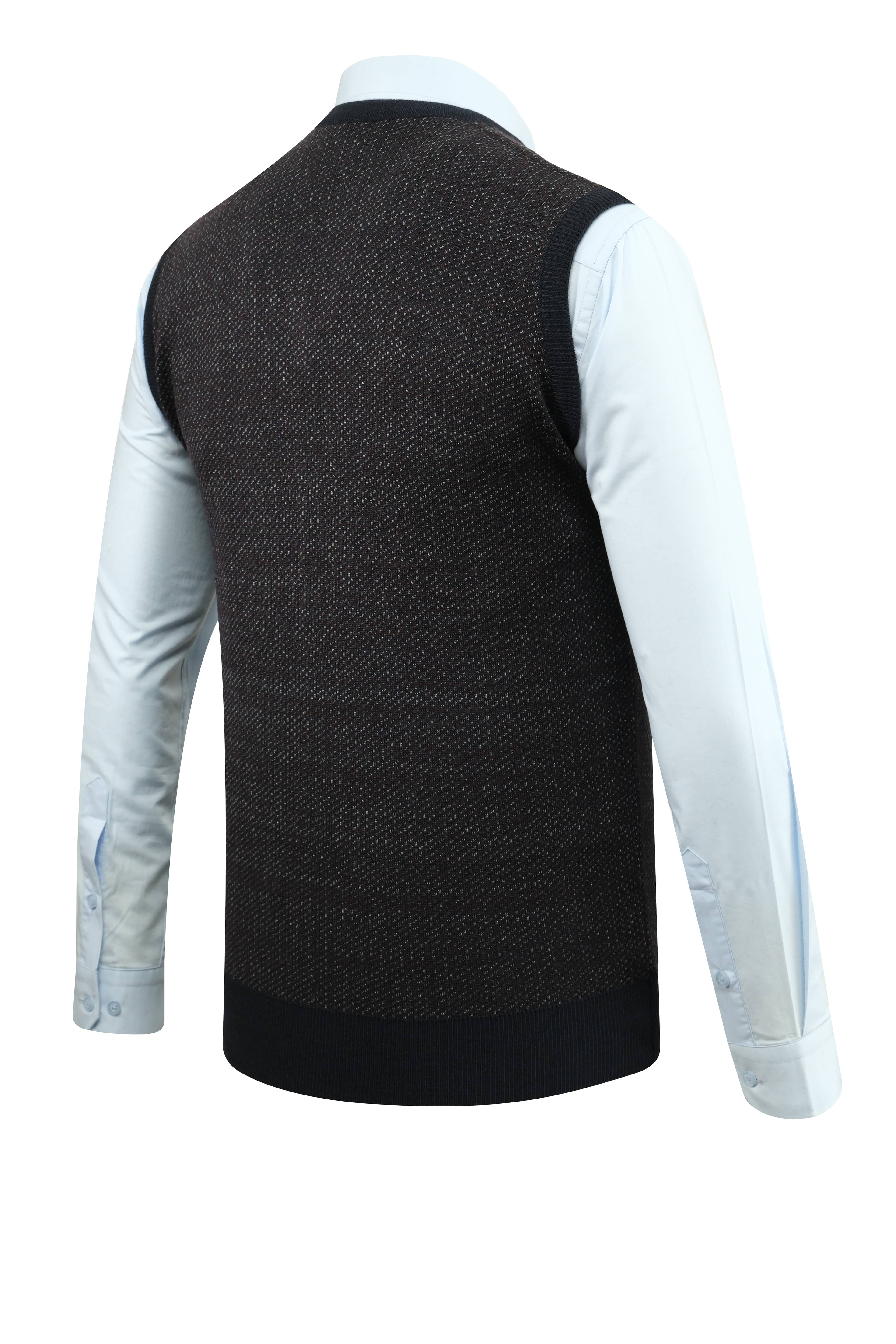 Erkek V Yaka Süveter Desenli Çelik Örgü Regular Kalıp - 5206H - LACİVERT