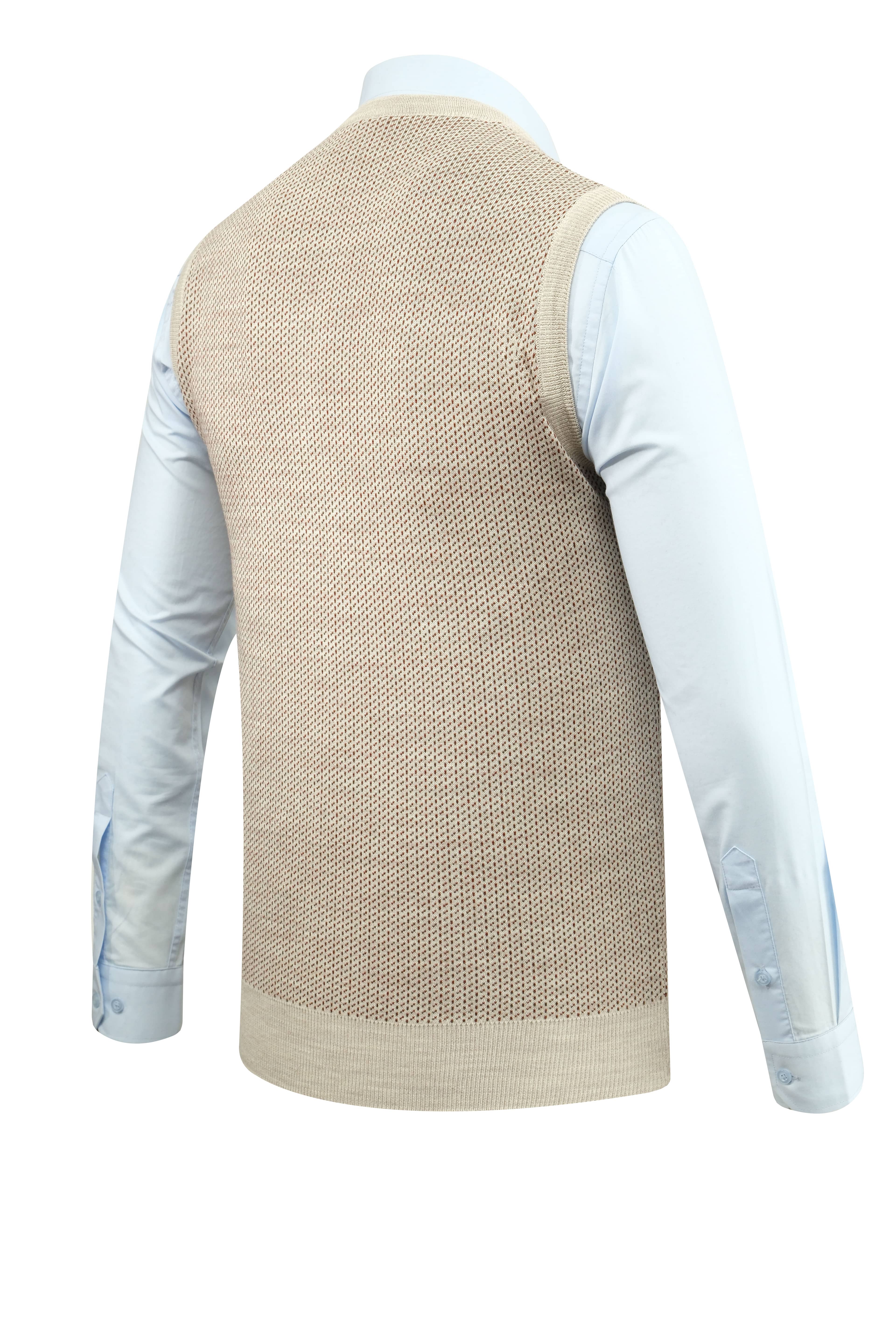 Erkek V Yaka Süveter Desenli Çelik Örgü Regular Kalıp - 5206H - TAŞ